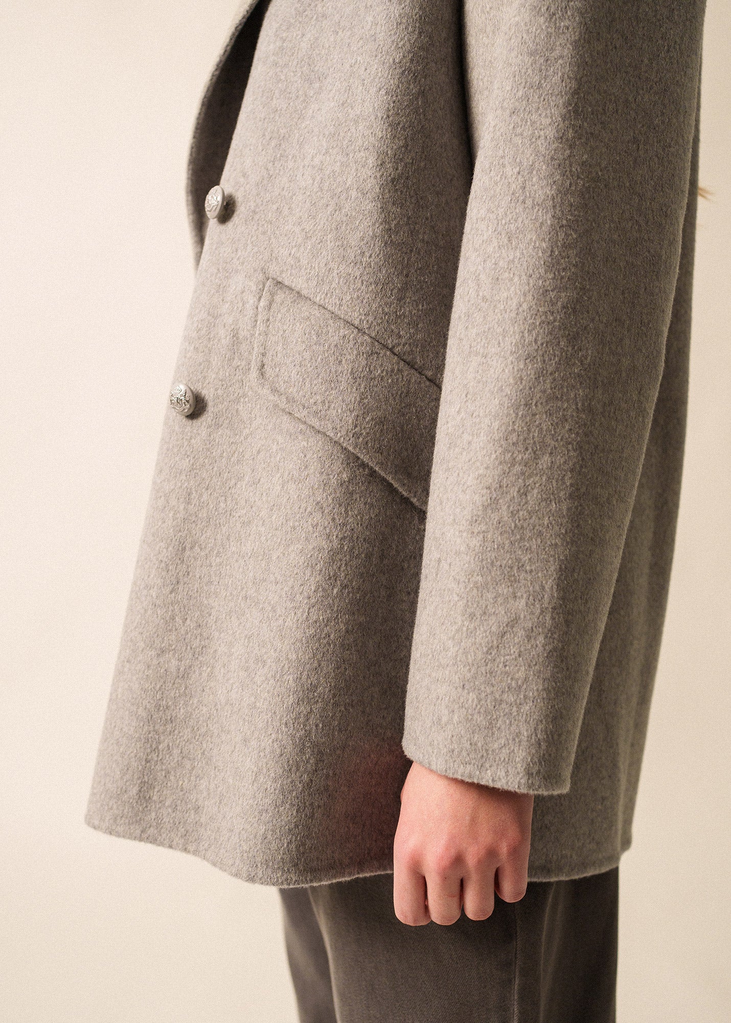 Saint James ST ELINA - Double-Breasted Soft Wool Peacoat (GRAY)