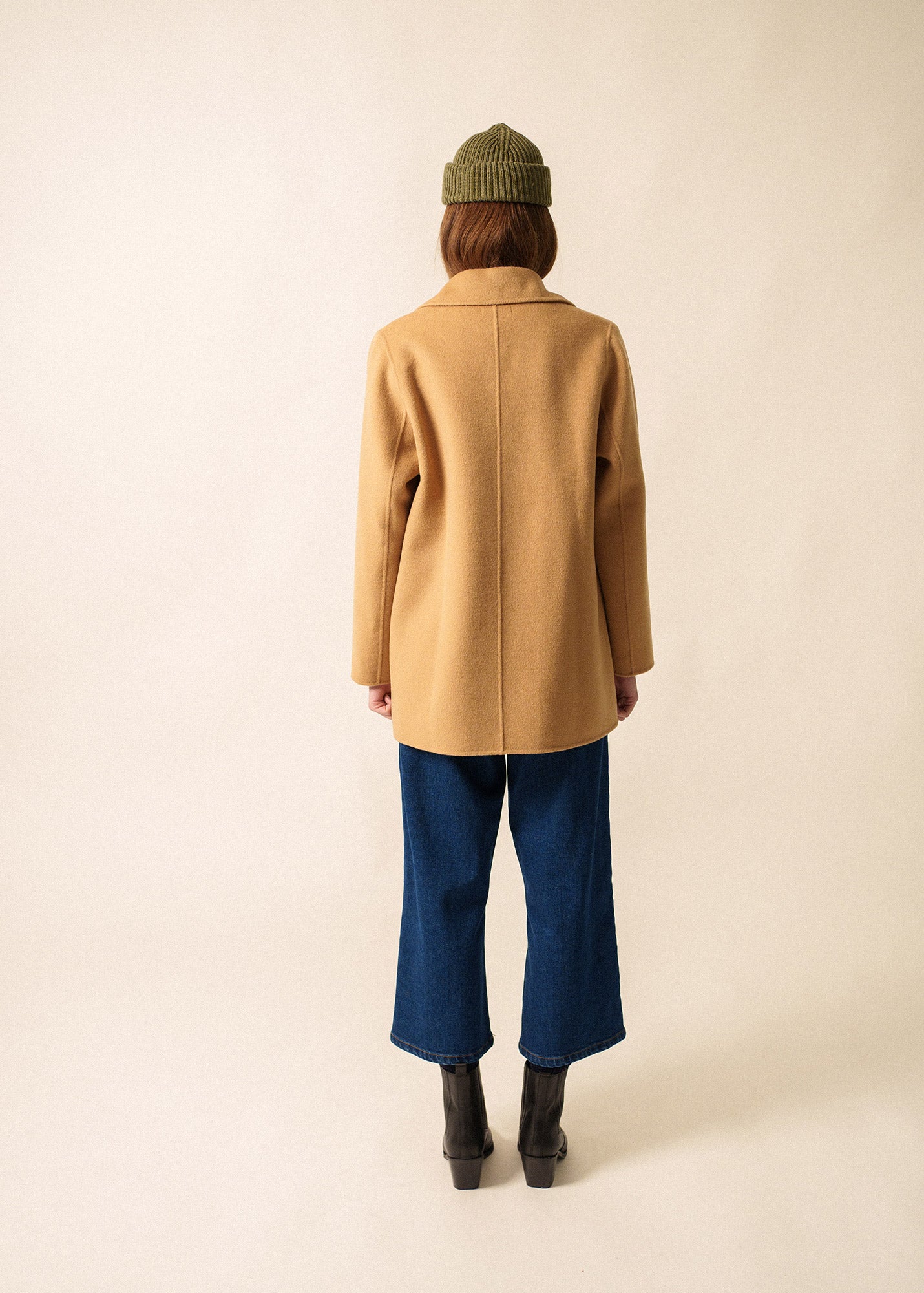 Saint James ST ELINA - Double-Breasted Soft Wool Peacoat (DARK BEIGE)