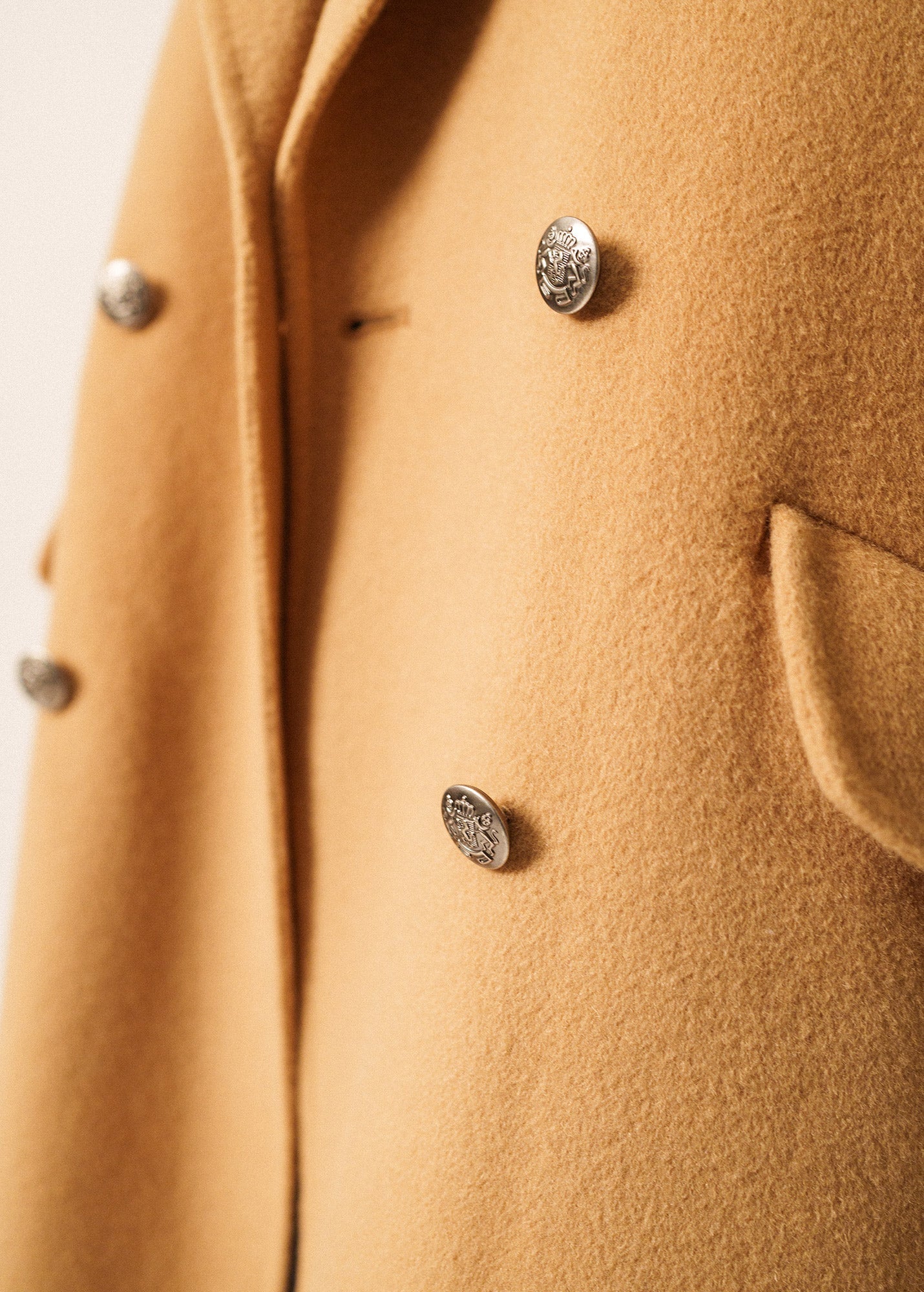 Saint James ST ELINA - Double-Breasted Soft Wool Peacoat (DARK BEIGE)