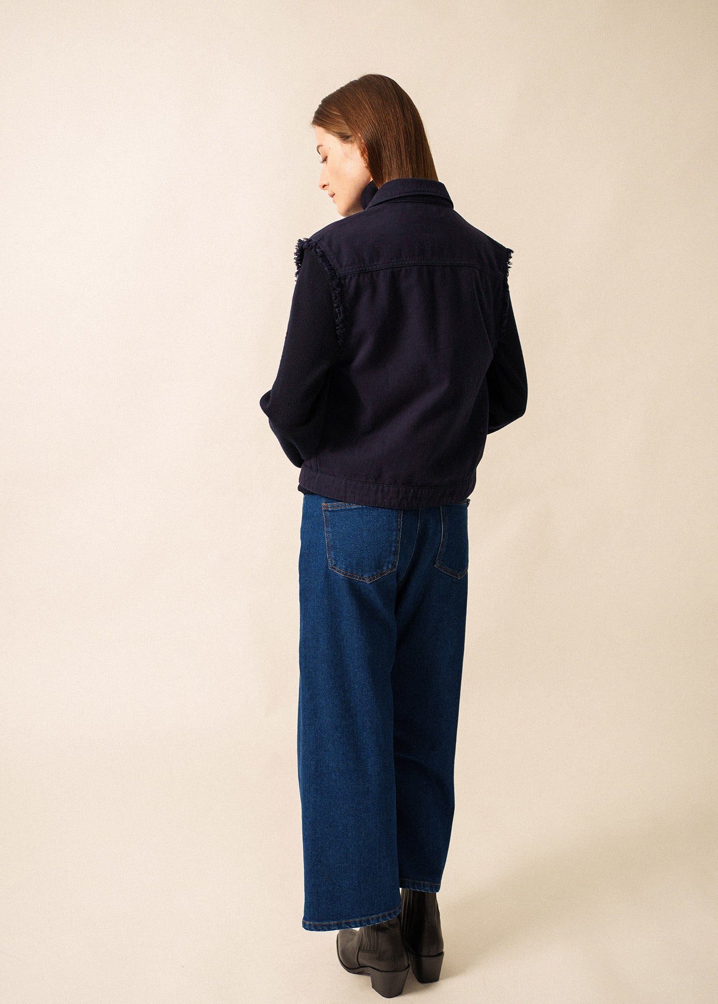 Saint James ST INES - Fringed Denim Vest (NAVY)