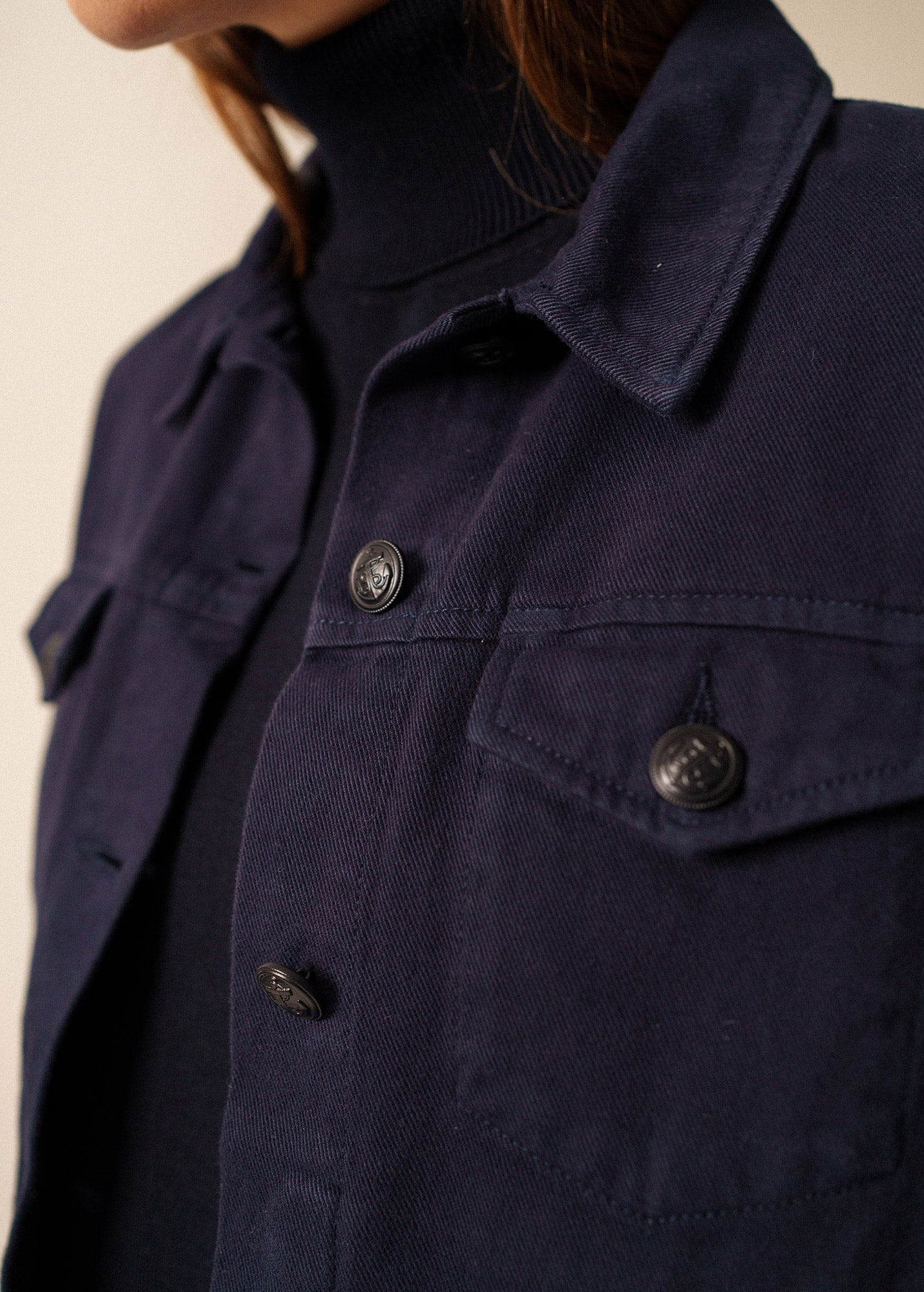 Saint James ST INES - Fringed Denim Vest (NAVY)