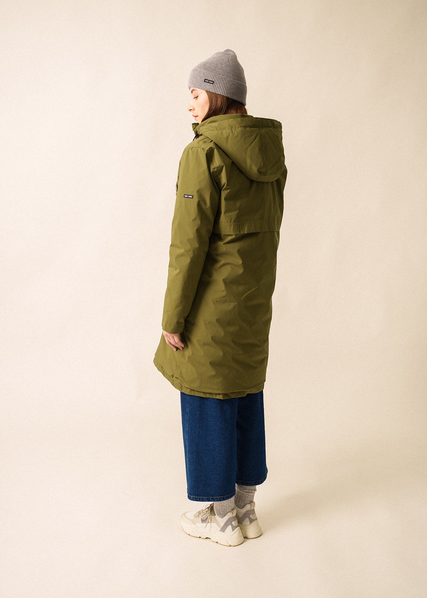 ST JULIE - Long Waterproof Hooded Parka with Removable Hood (OLIVE GREEN)