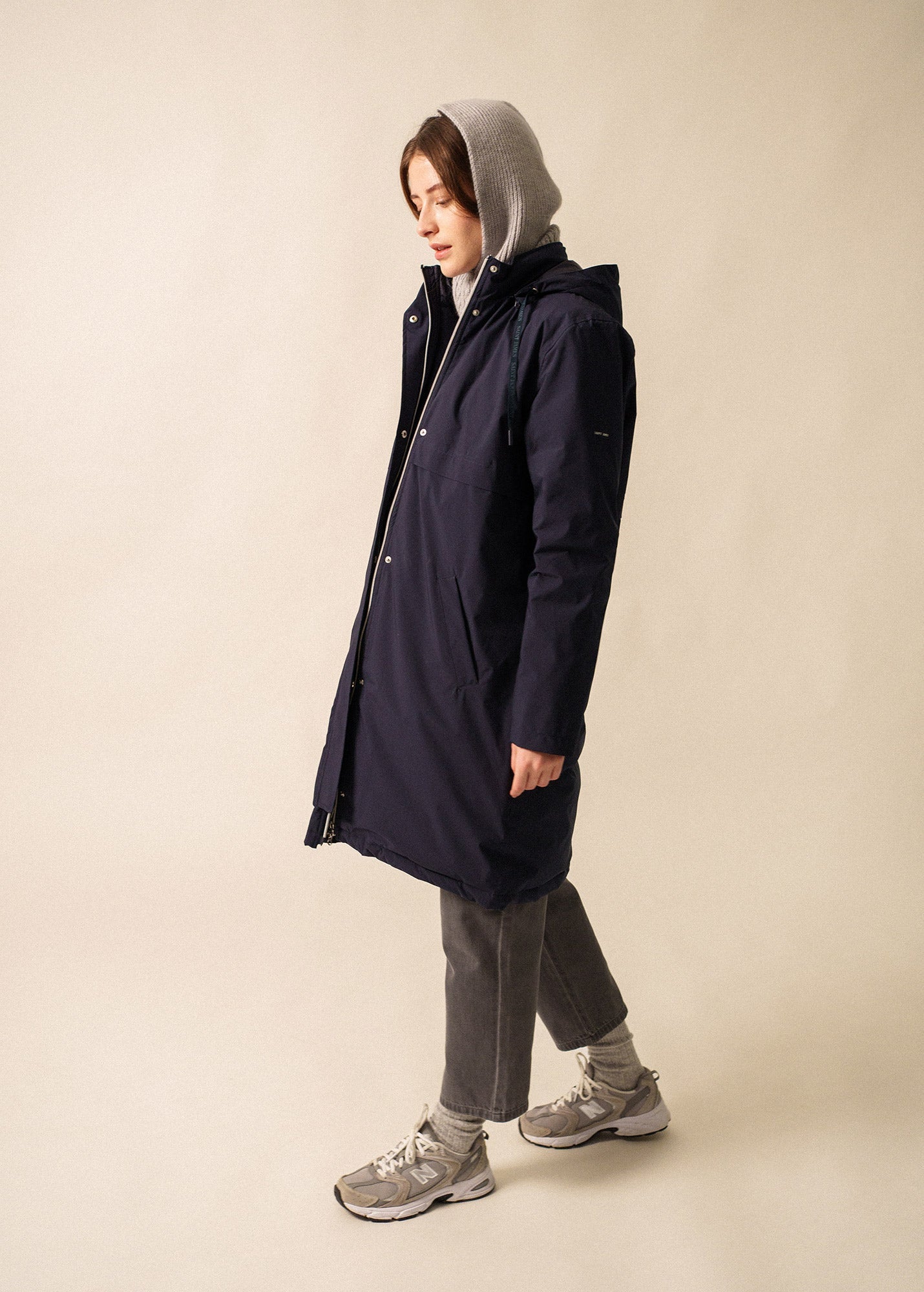 Saint James ST JULIE - Long Waterproof Hooded Parka with Removable Hood (NAVY)