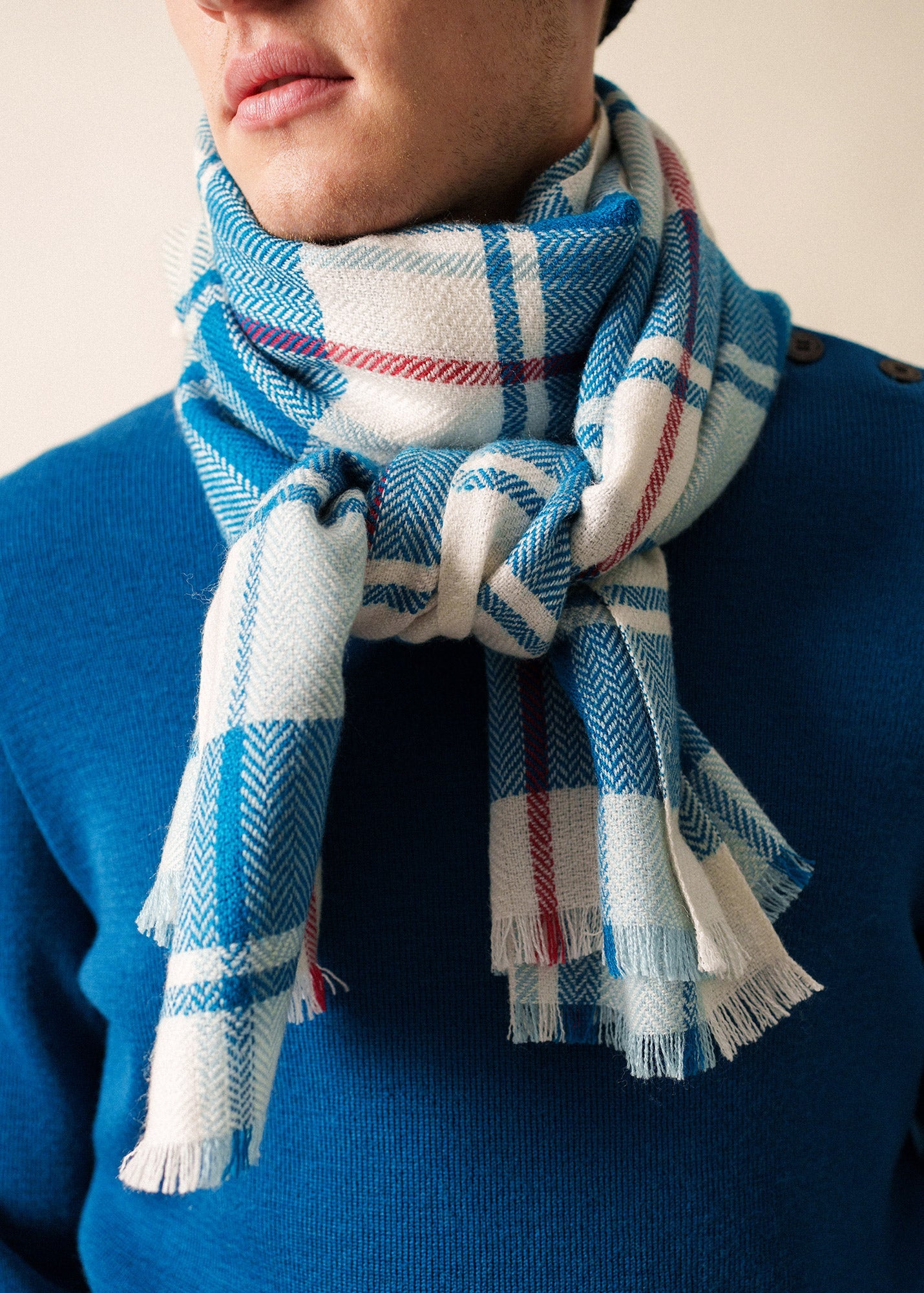 Saint James CARREAUX SCARF - Plaid Wool Blend Scarf  (NORTHERN LIGHTS)