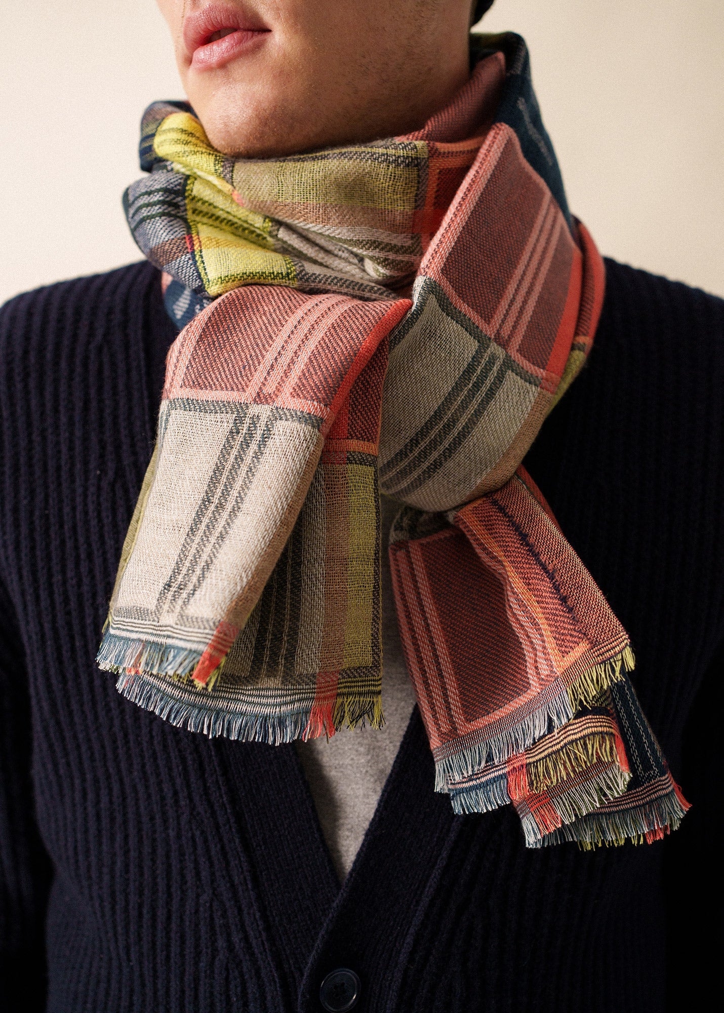 Saint James GO OUEST OVERSIZE SCARF – Colorblock Scarf | Soft Wool Blend (MULTICO)