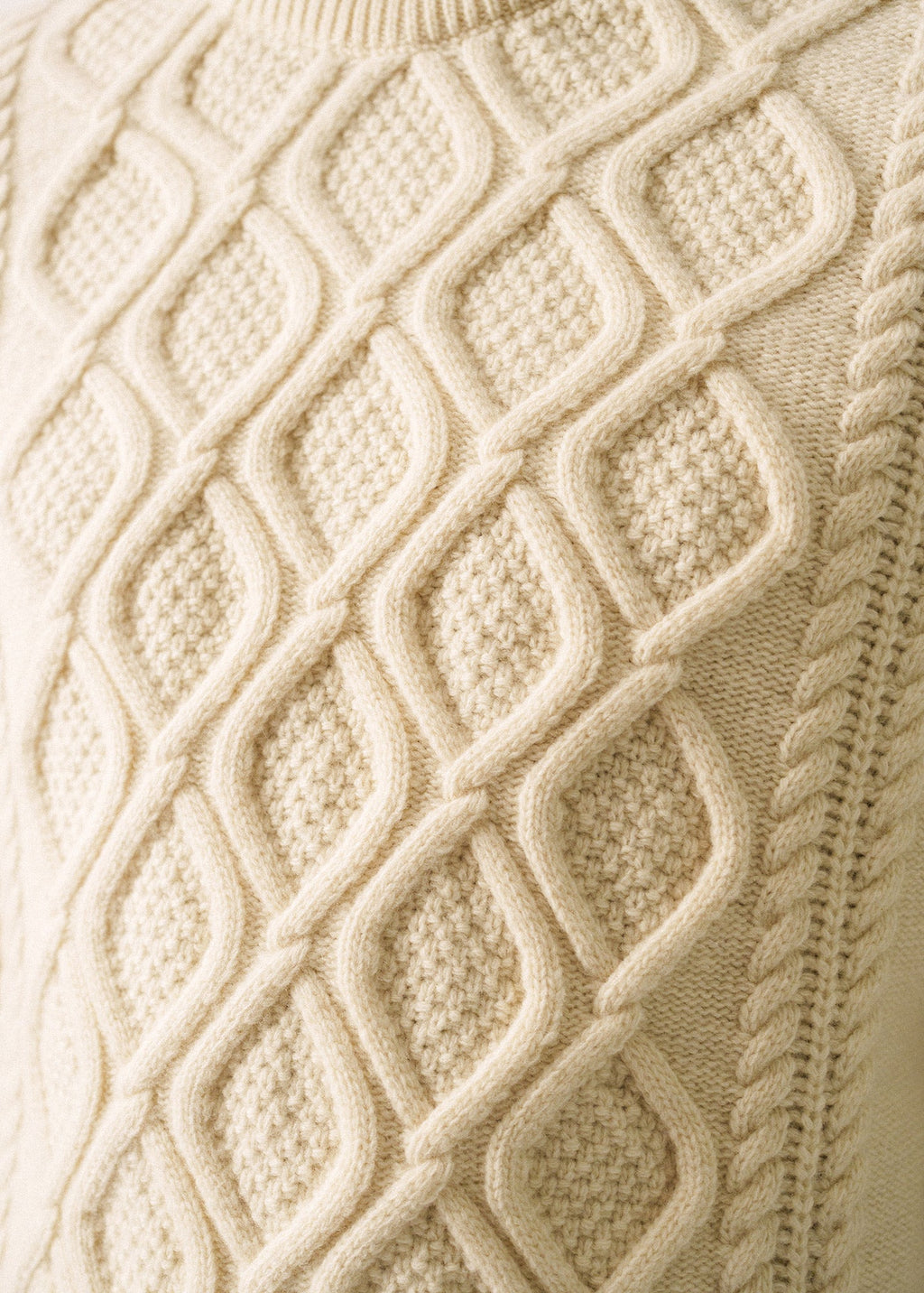 Saint James NYON - Cable Knit Sweater with Leather Buttons for Men (WINTER WHITE)