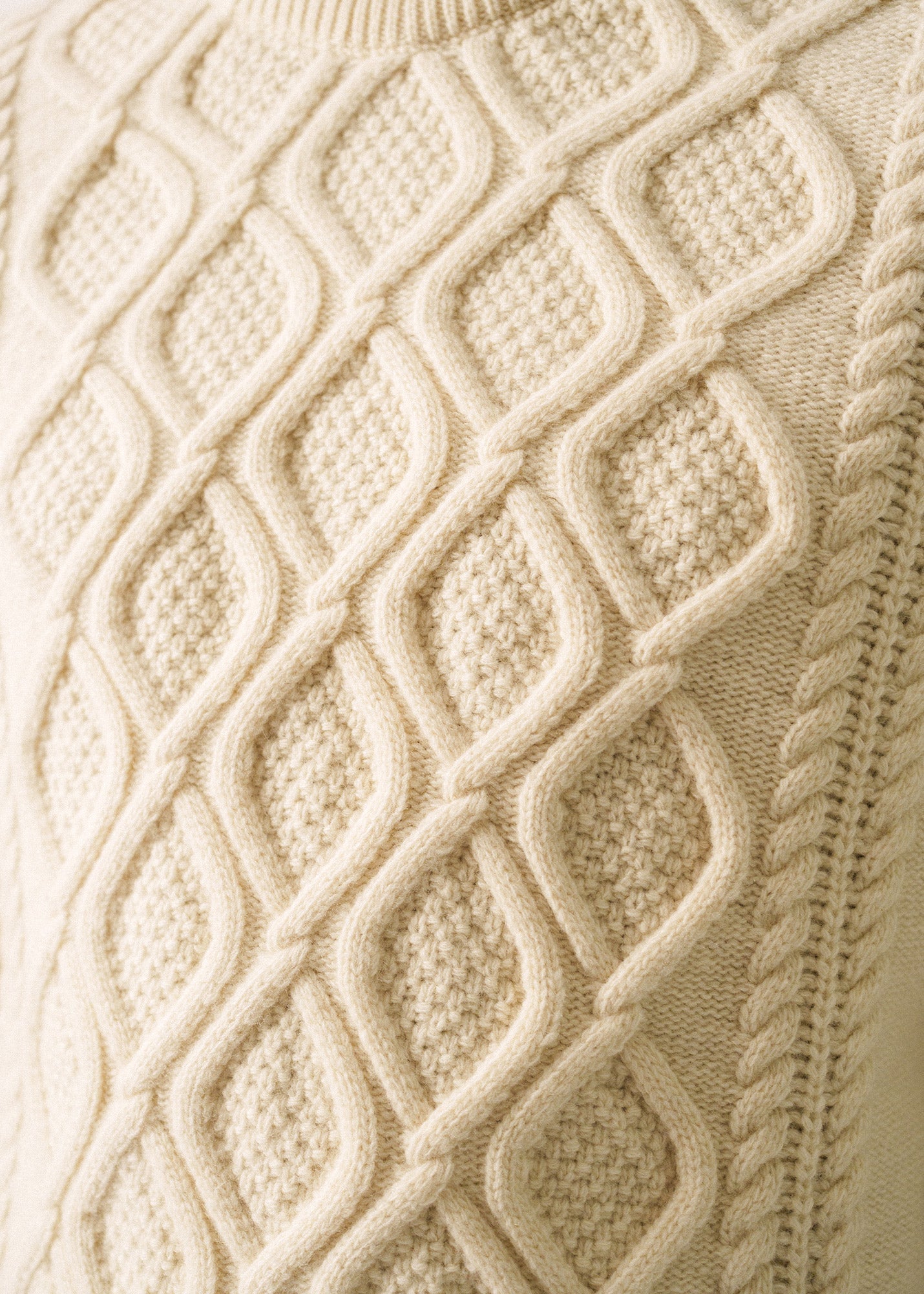 Saint James NYON - Cable Knit Sweater with Leather Buttons for Men (WINTER WHITE)