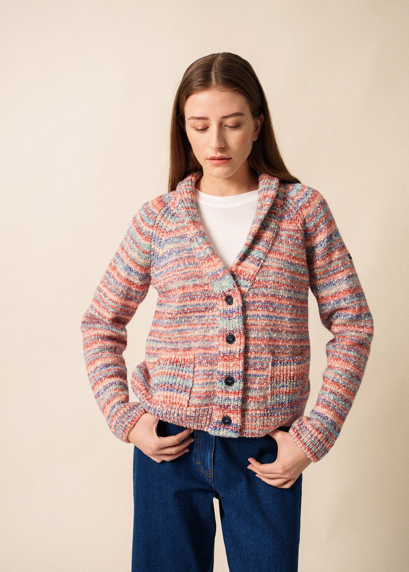 Saint James ZURICH – Multicolor Shawl Collar Cardigan (FRONTIER CHIC MULTICO)