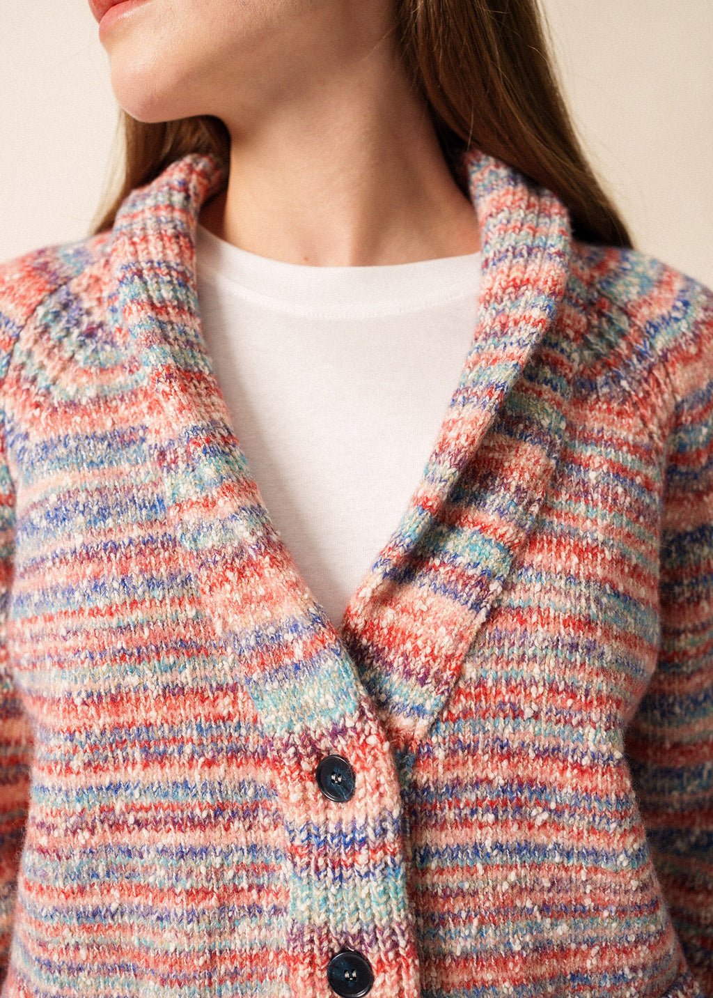 Saint James ZURICH – Multicolor Shawl Collar Cardigan (FRONTIER CHIC MULTICO)