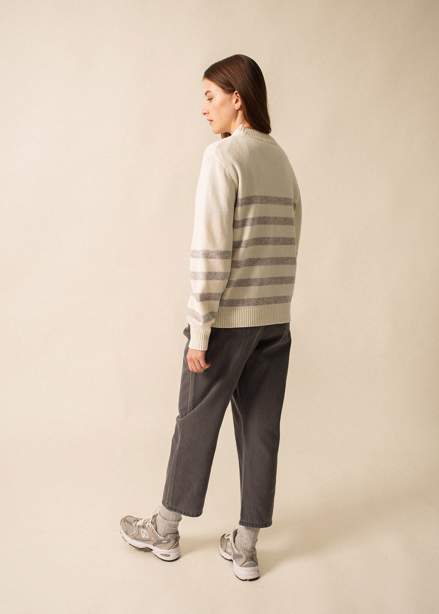 Saint James LUGANO - Striped Wool Sweater for Women (WINTER WHITE / GRAY)