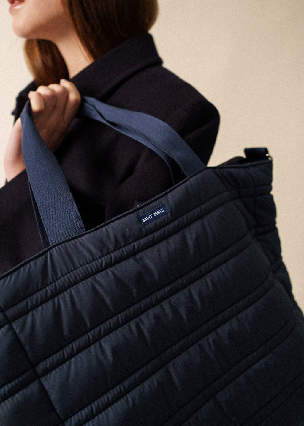 Saint James DOUDOUNE BAG - Quilted Puffer Tote Bag (NAVY)