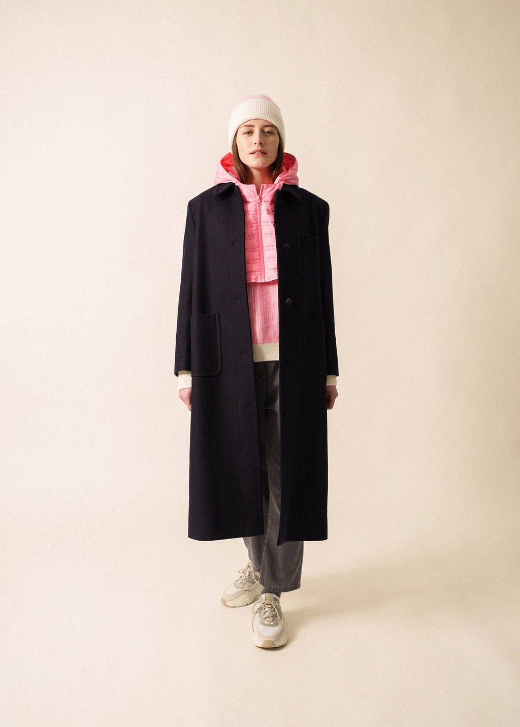 Saint James CAPUCHE - Removable Zip-up Hood  (BRIGHT PINK)