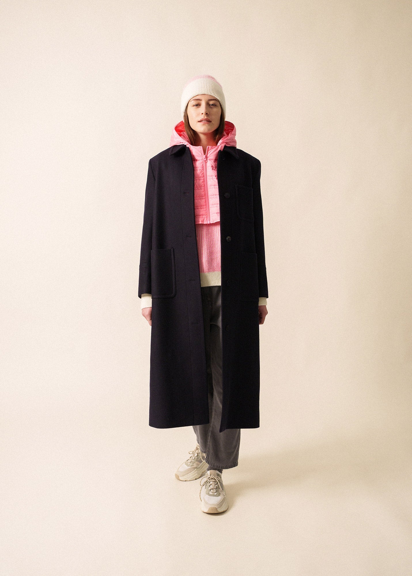 Saint James CAPUCHE - Removable Zip-up Hood  (BRIGHT PINK)