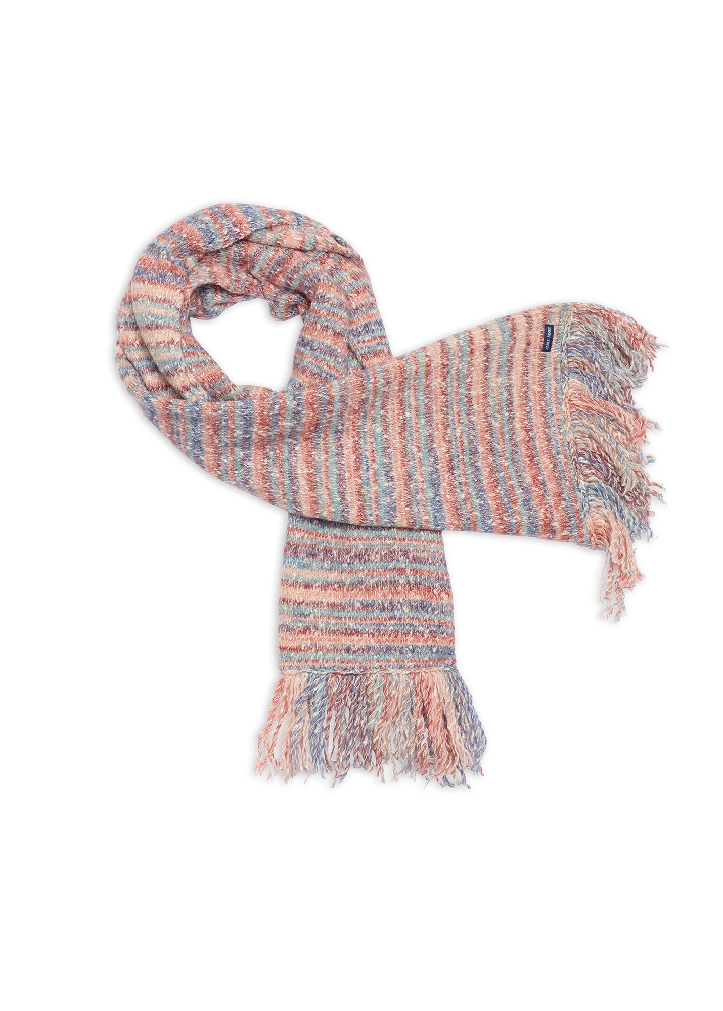 Saint James ZURICH SCARF - Multicolor Long Fringed Knit Scarf | Wool & Cotton Blend (FRONTIER CHIC MULTICO)
