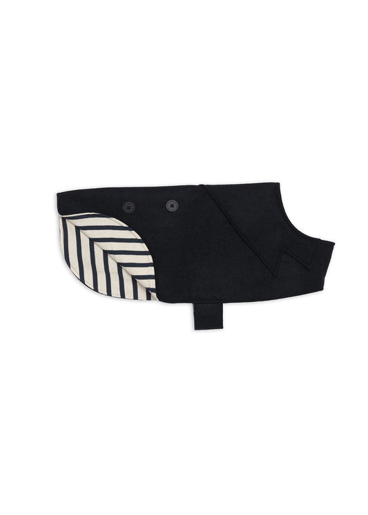 Saint James PARISIAN PUP PEACOAT - Classic Wool-Blend Dog Coat with Striped Lining (NAVY)