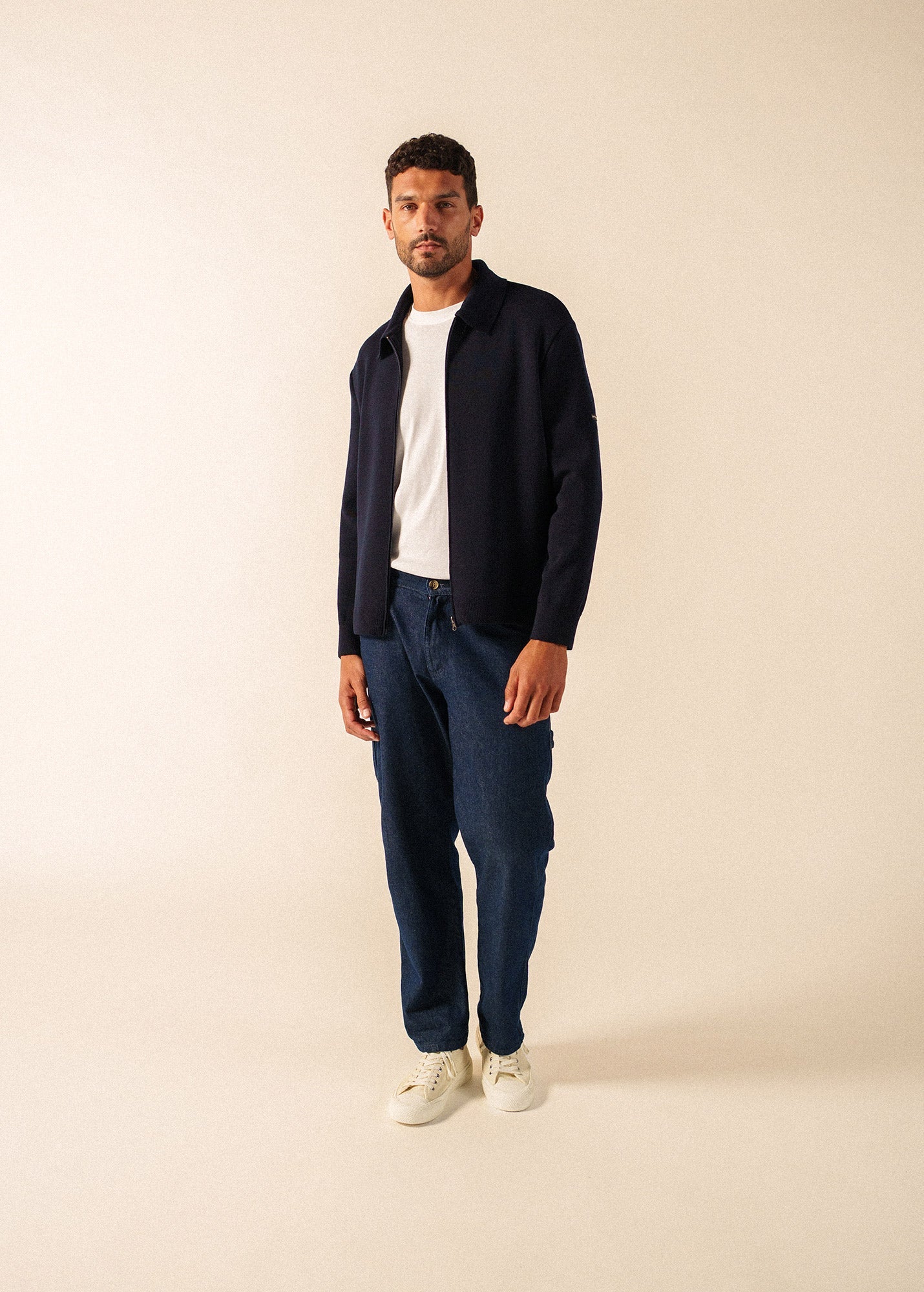 Saint James LUNEL Wool Zip Jacket (NAVY)