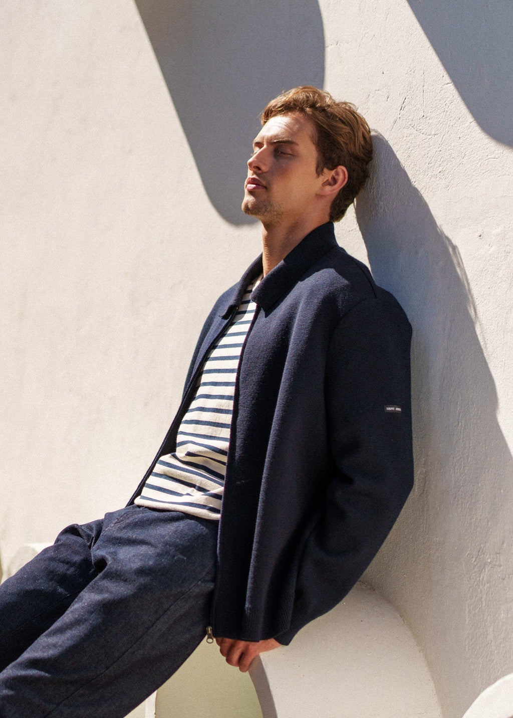 Saint James LUNEL Wool Zip Jacket (NAVY)