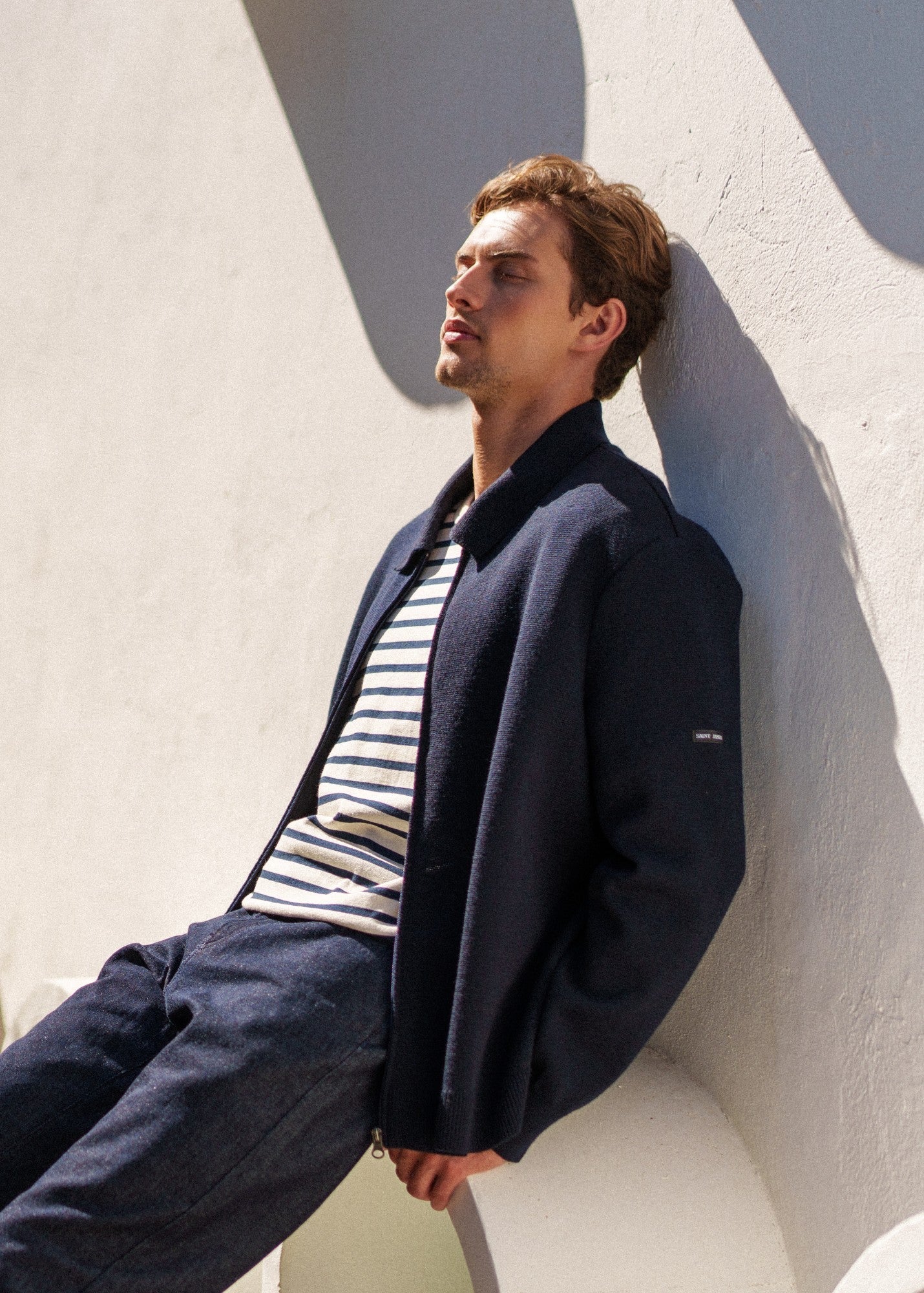 Saint James LUNEL Wool Zip Jacket (NAVY)
