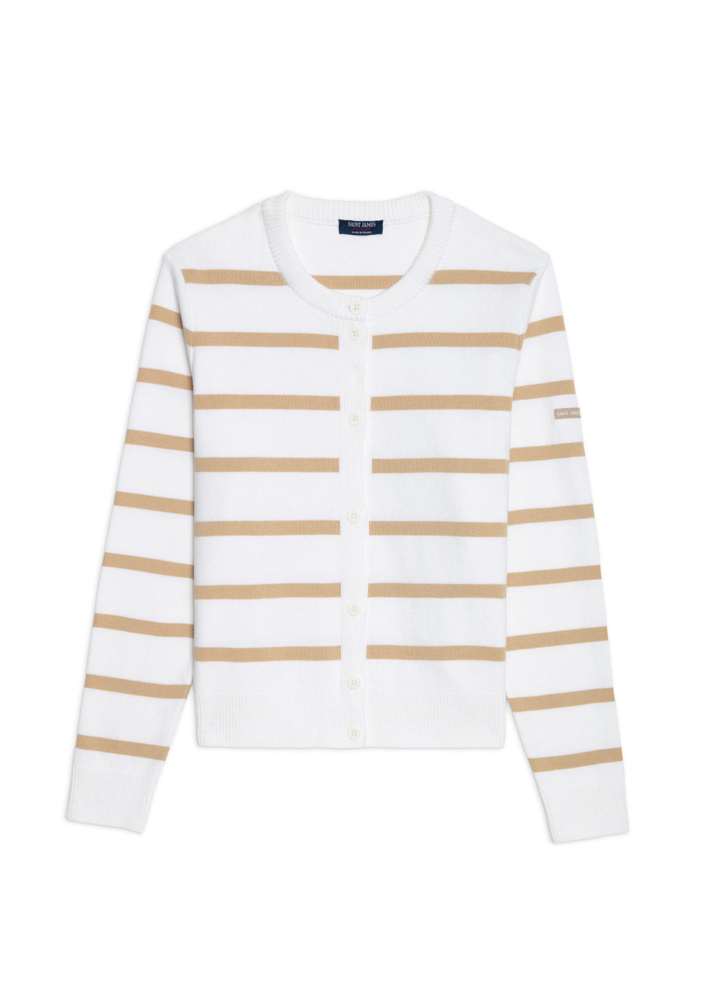 Saint James PERPIGNAN Striped Buttoned Cardigan (WHITE / SAIL CANVAS)