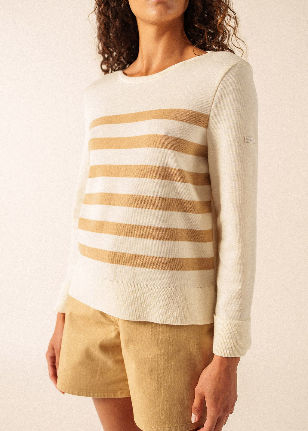 Saint James MARSEILLAN Boatneck Sweater (WHITE / SAIL CANVAS)