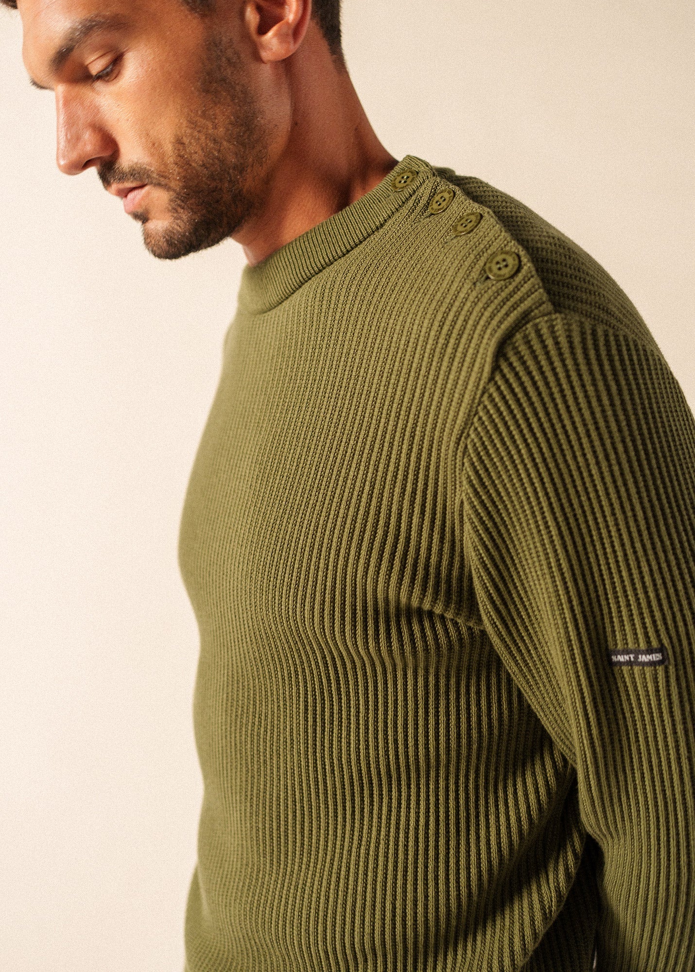 Saint James LODEVE Textured Sailor Sweater (ARMY GREEN)