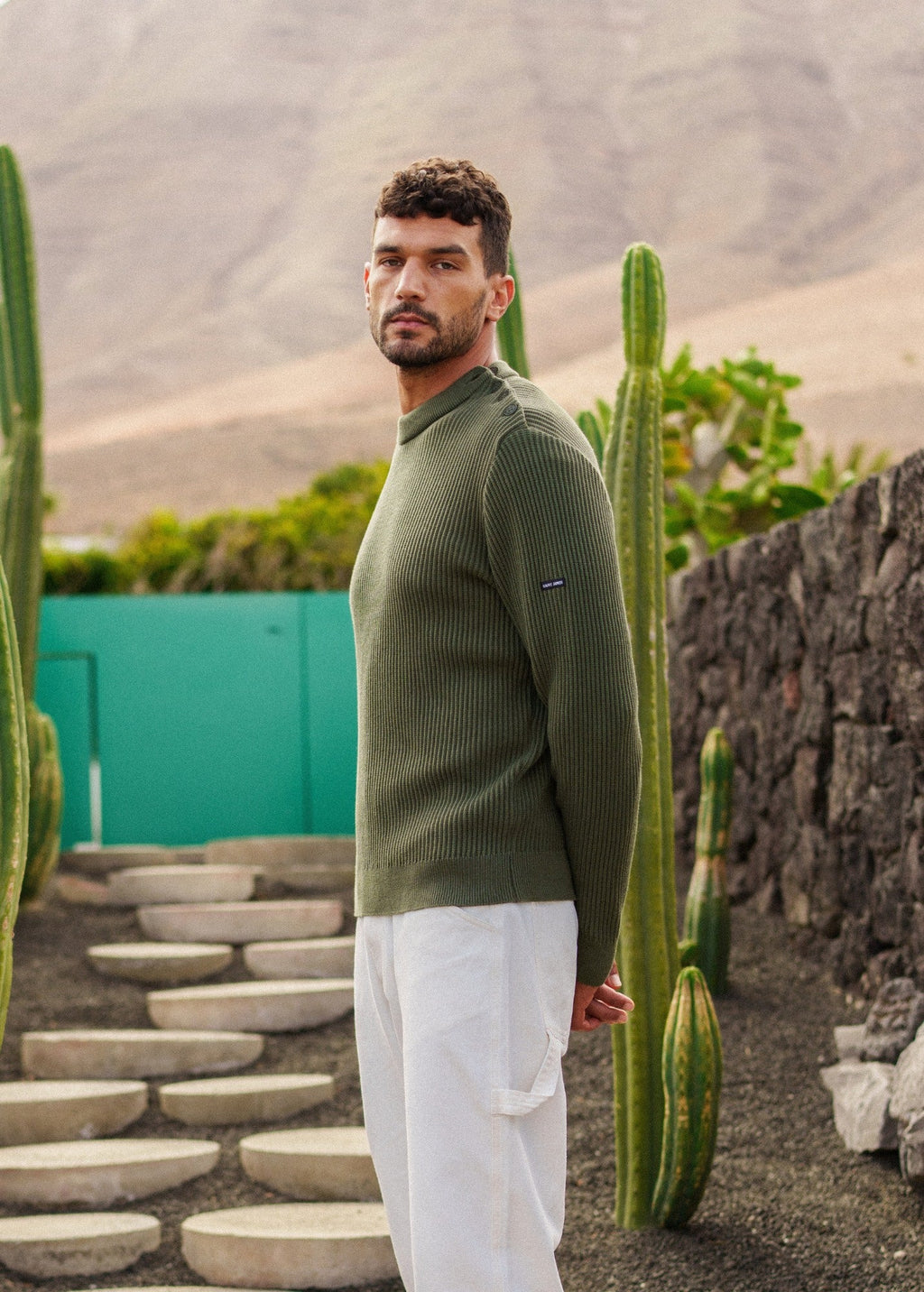 Saint James LODEVE Textured Sailor Sweater (ARMY GREEN)
