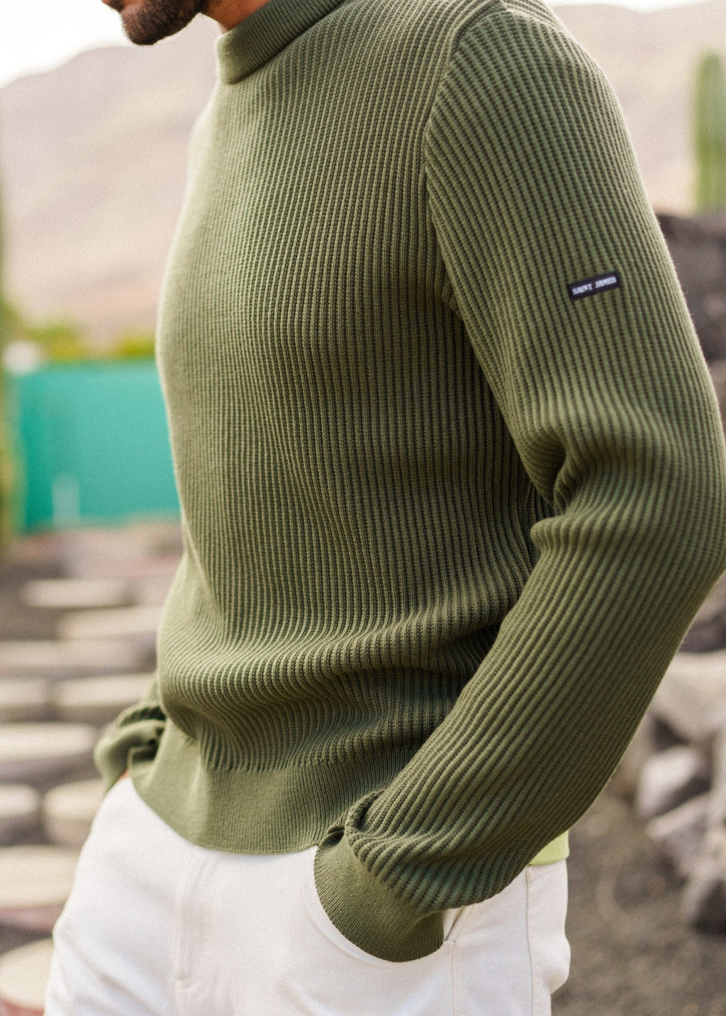 Saint James LODEVE Textured Sailor Sweater (ARMY GREEN)