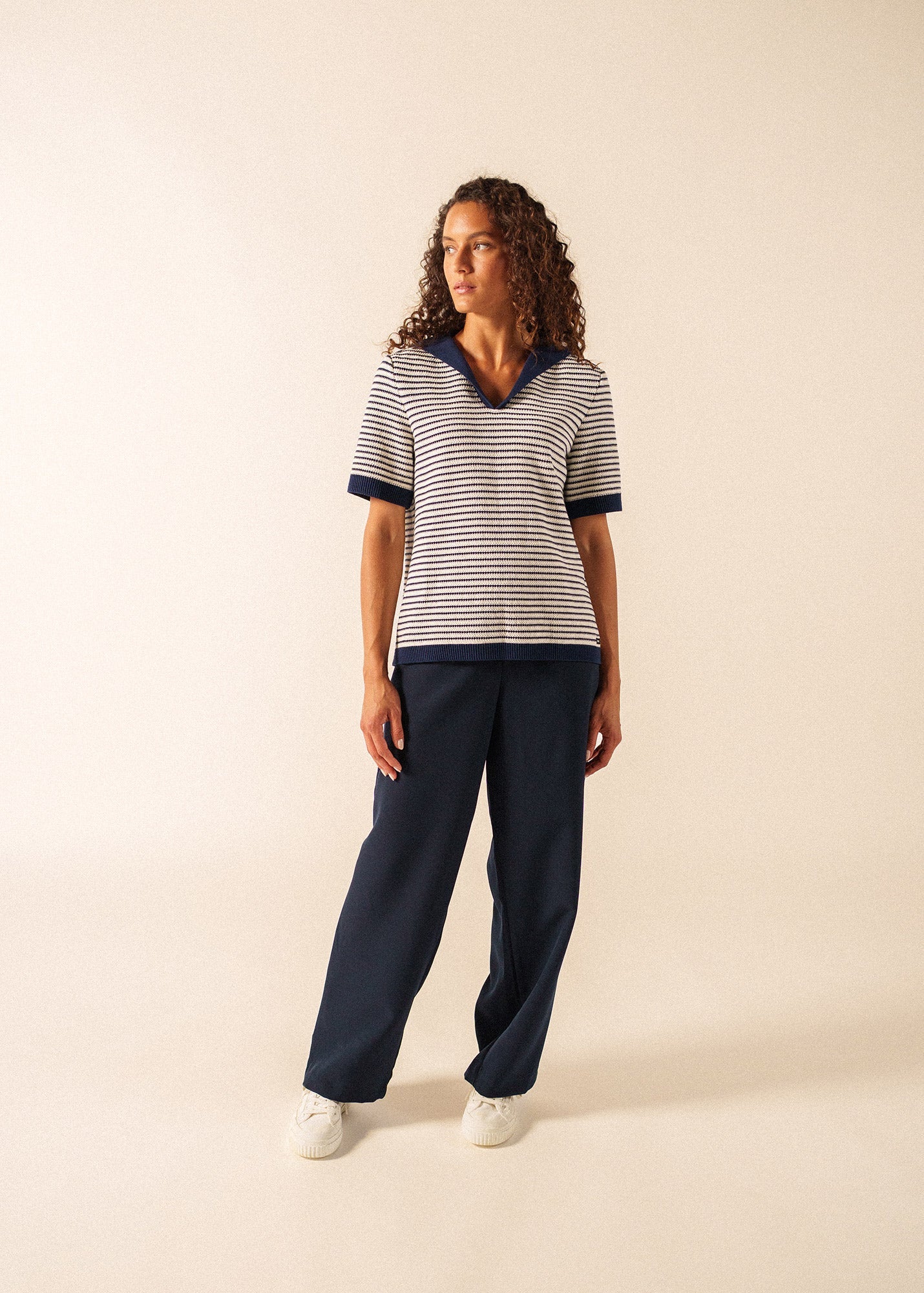 Miramas Fisherman-Inspired Sweater (IVORY / NAVY)