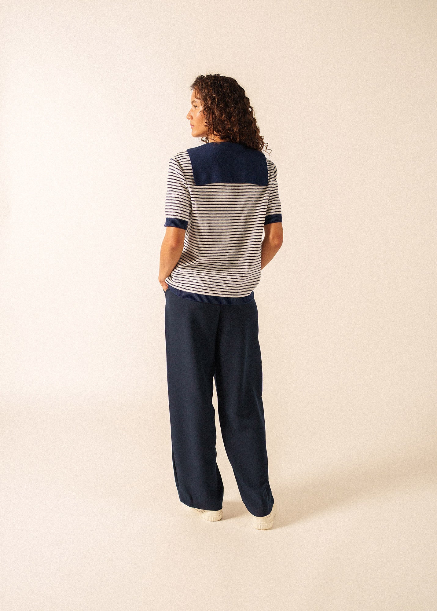 Miramas Fisherman-Inspired Sweater (IVORY / NAVY)