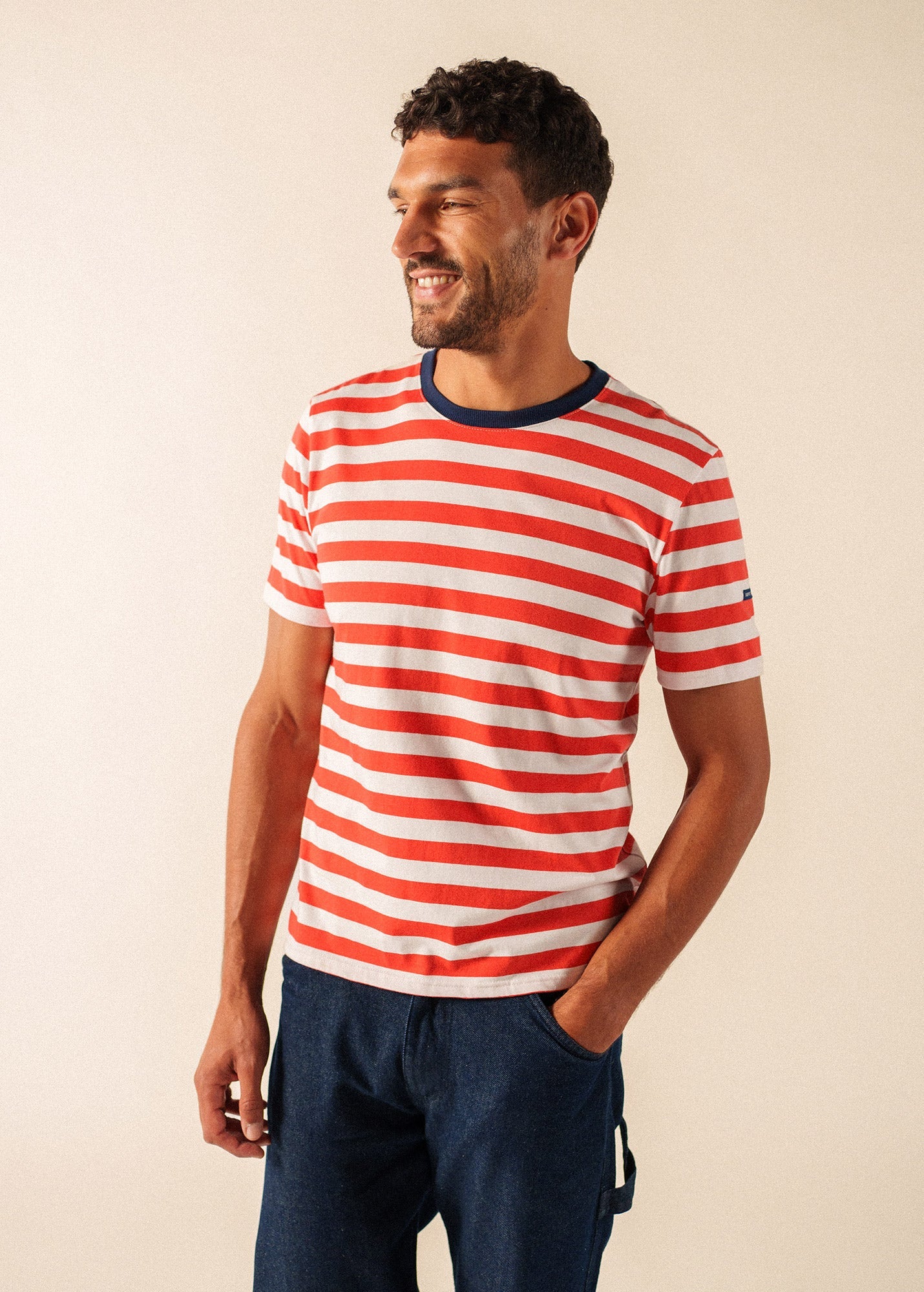 Saint James AUDIERNE Breton Shirt (POPPY RED / WHITE / NAVY)