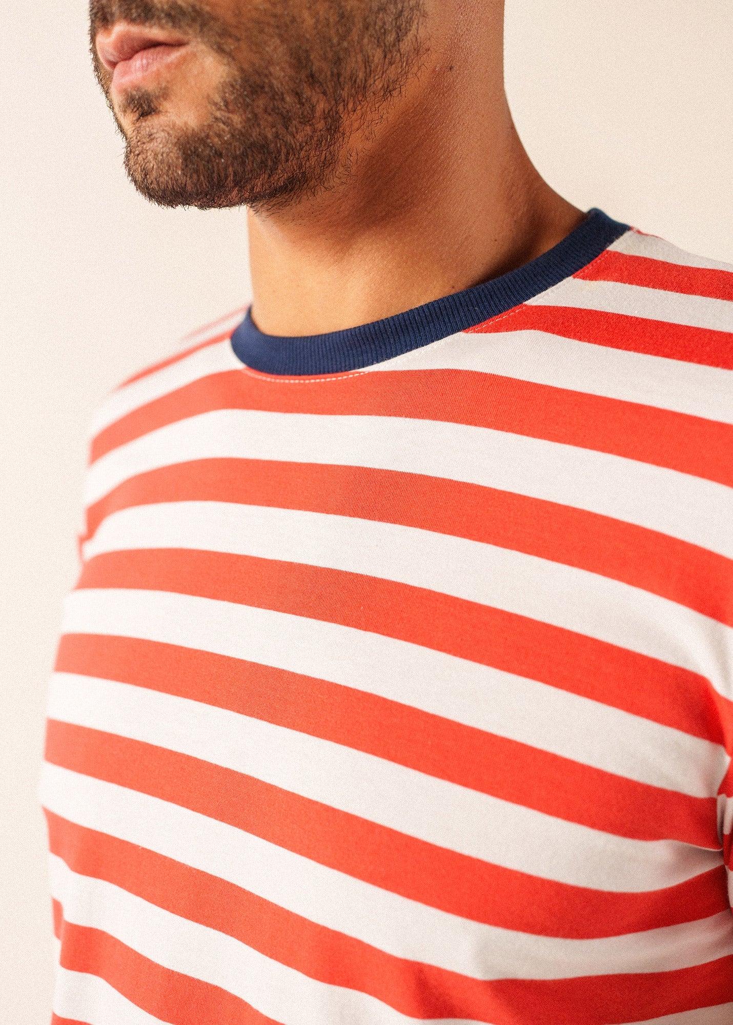 Saint James AUDIERNE Breton Shirt (POPPY RED / WHITE / NAVY)