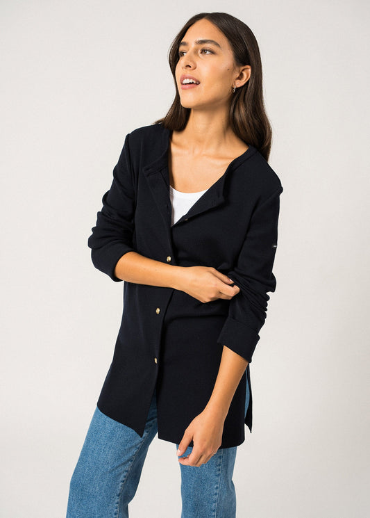 Saint James Brignoles Long Wool Jacket For Women Navy