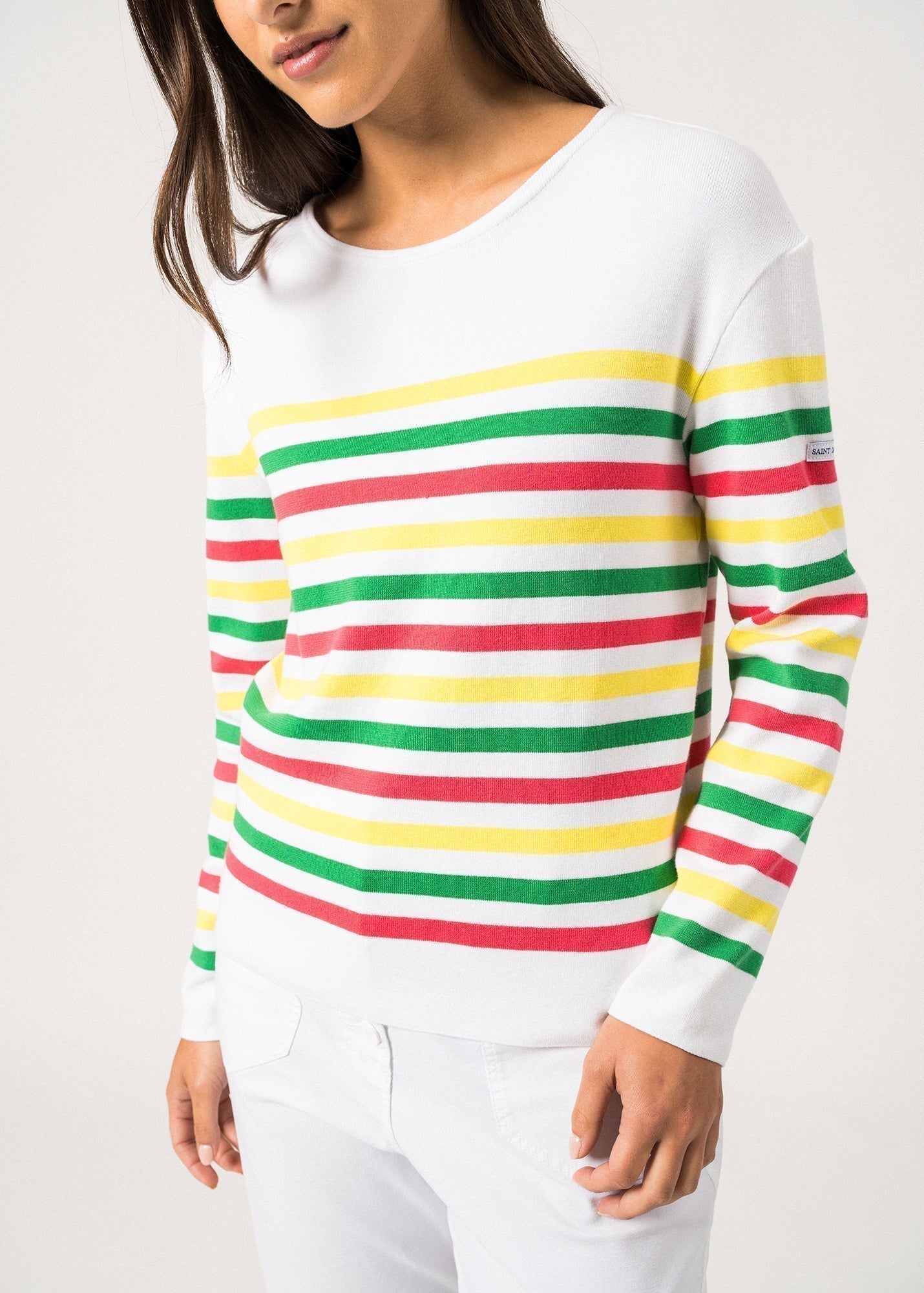 Saint James Ecrins Cotton Tricolor Striped Sweater In Coton For Women C√îte D'azur