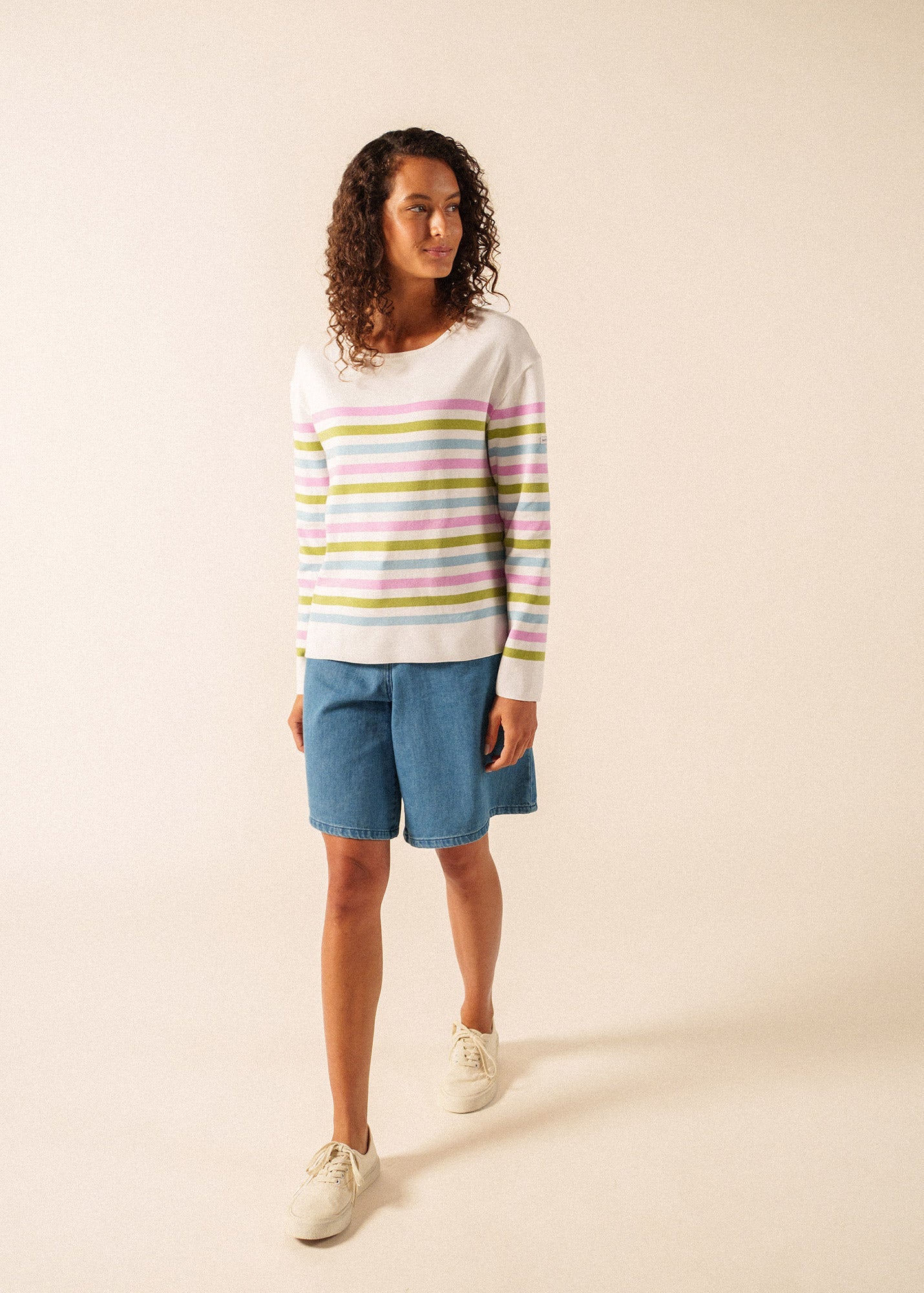 Saint James ECRIN COTTON TRICOLOR Striped Sweater (ACCALMIE)