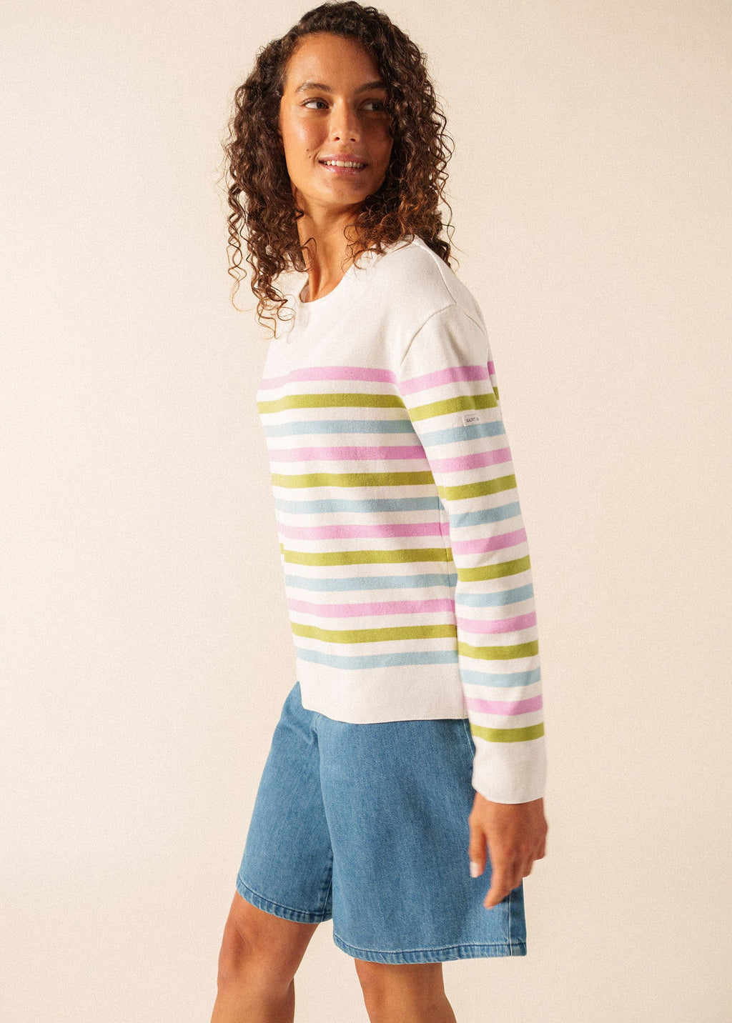 Saint James ECRIN COTTON TRICOLOR Striped Sweater (ACCALMIE)