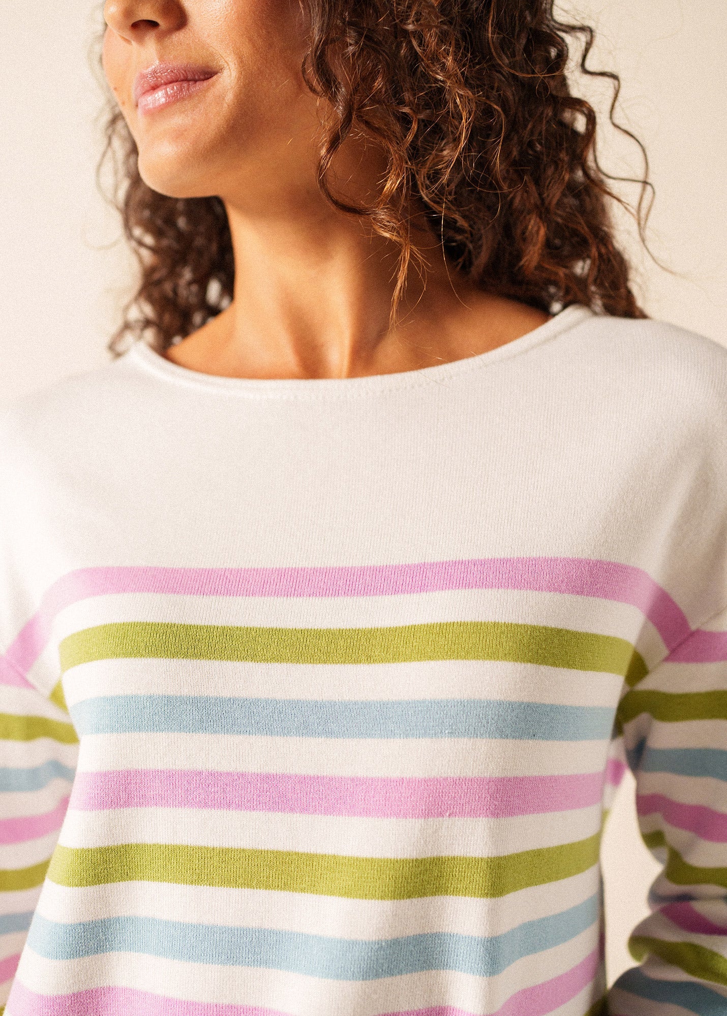 Saint James ECRIN COTTON TRICOLOR Striped Sweater (ACCALMIE)