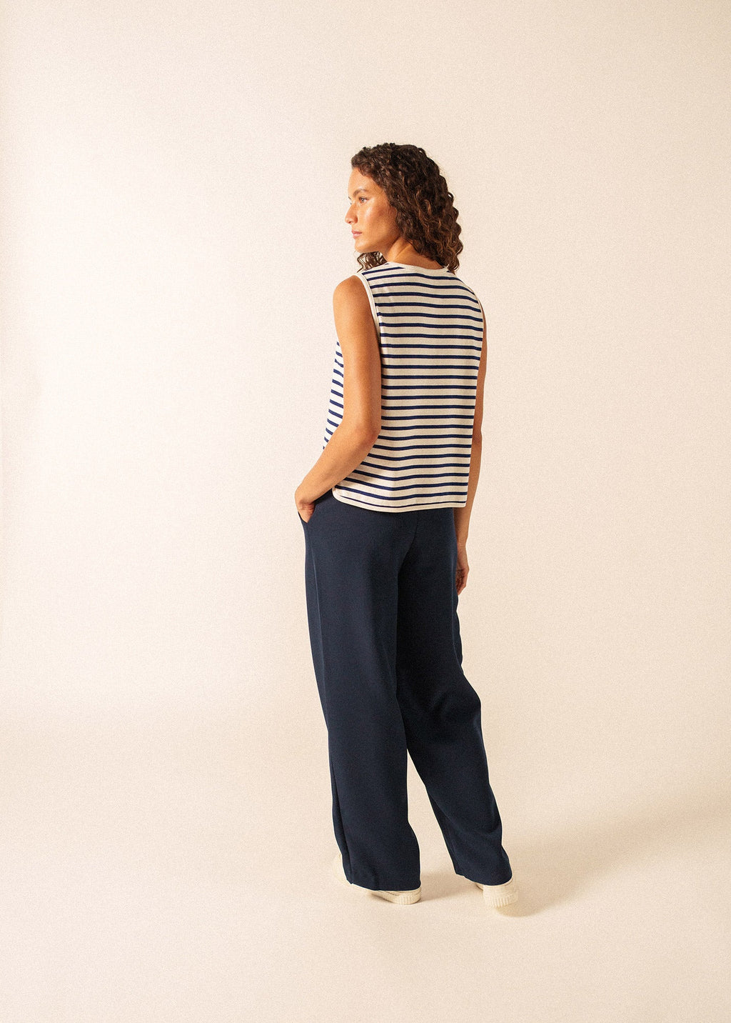 Saint James GOUVILLE Breton Stripe Sleeveless Vest (ECRU / NAVY)