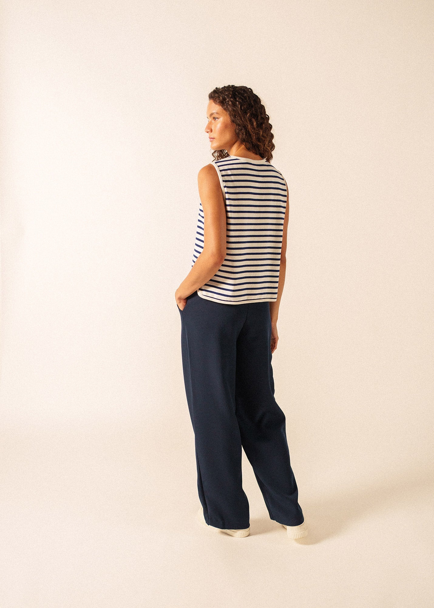 Saint James GOUVILLE Breton Stripe Sleeveless Vest (ECRU / NAVY)