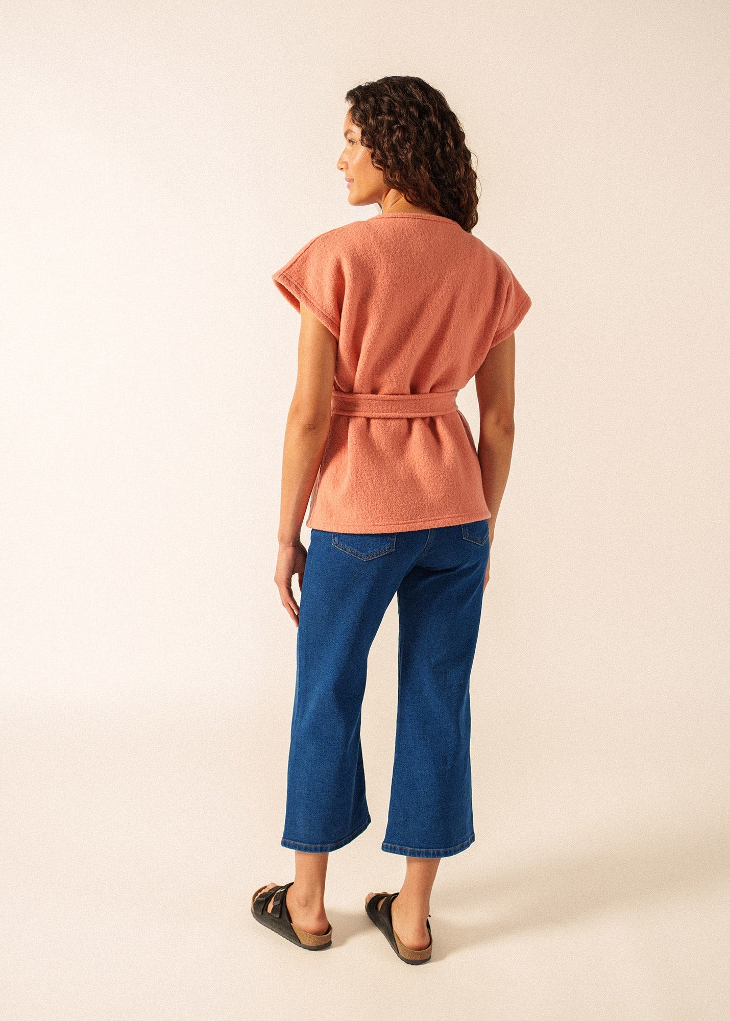 Saint James LANDEMER Wool Sleeveless Kimono Jacket (CLAY)