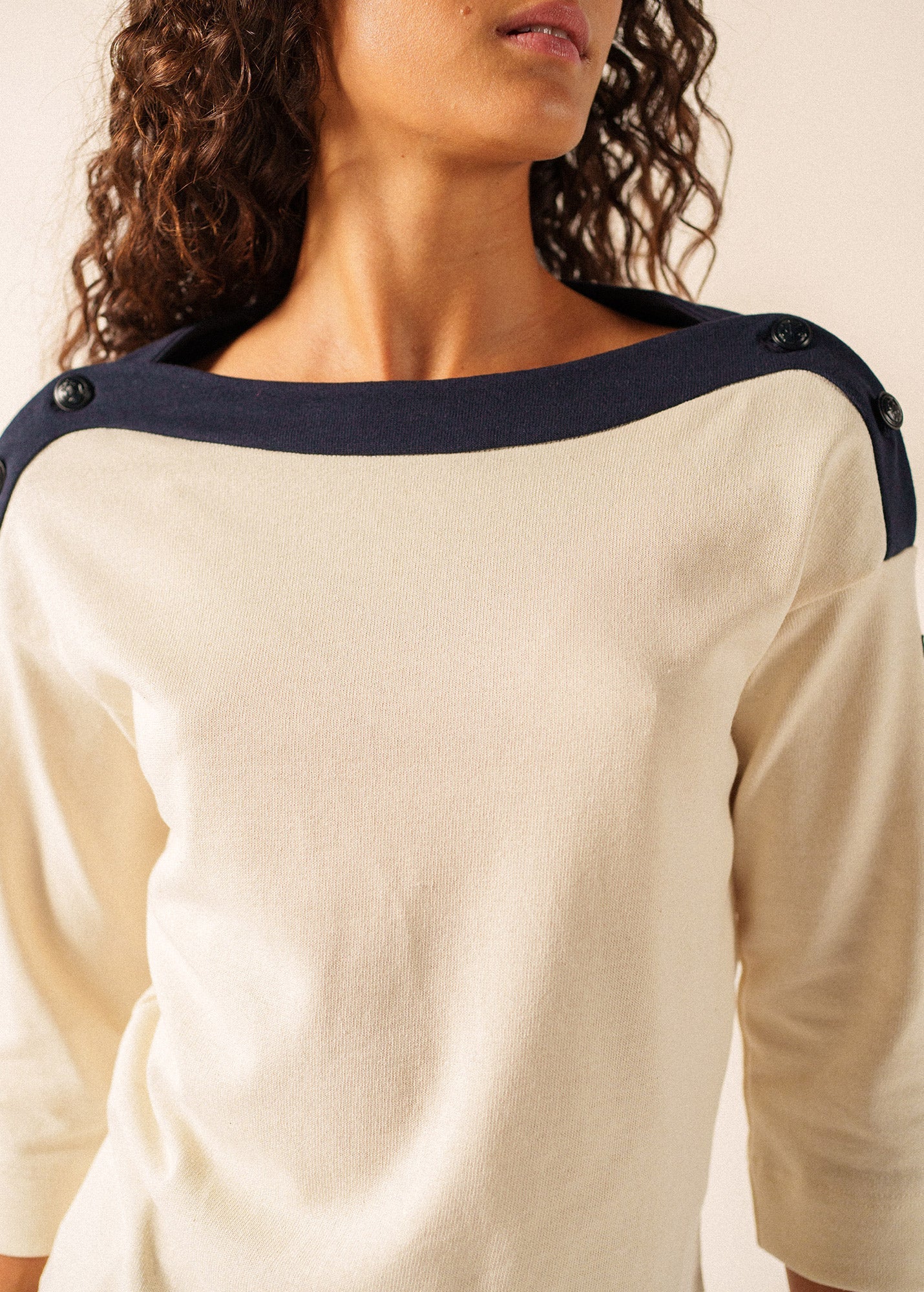 Saint James LATSIA boatneck Tee x Isabelle Ballu (ECRU / NAVY)