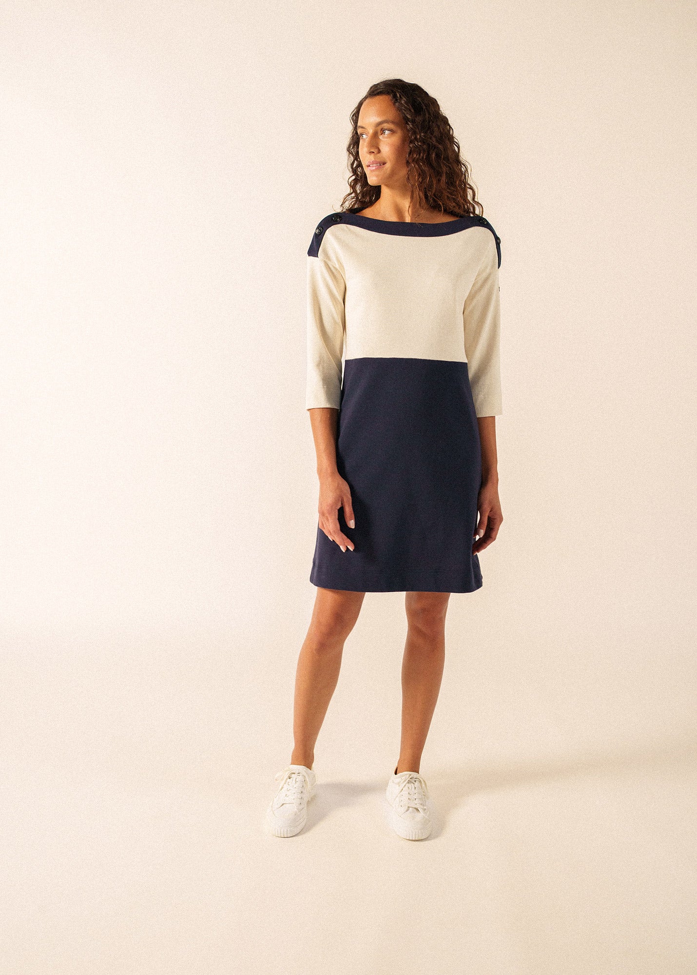 Saint James DALI Shift Dress x Isabelle Ballu (NAVY / ECRU)