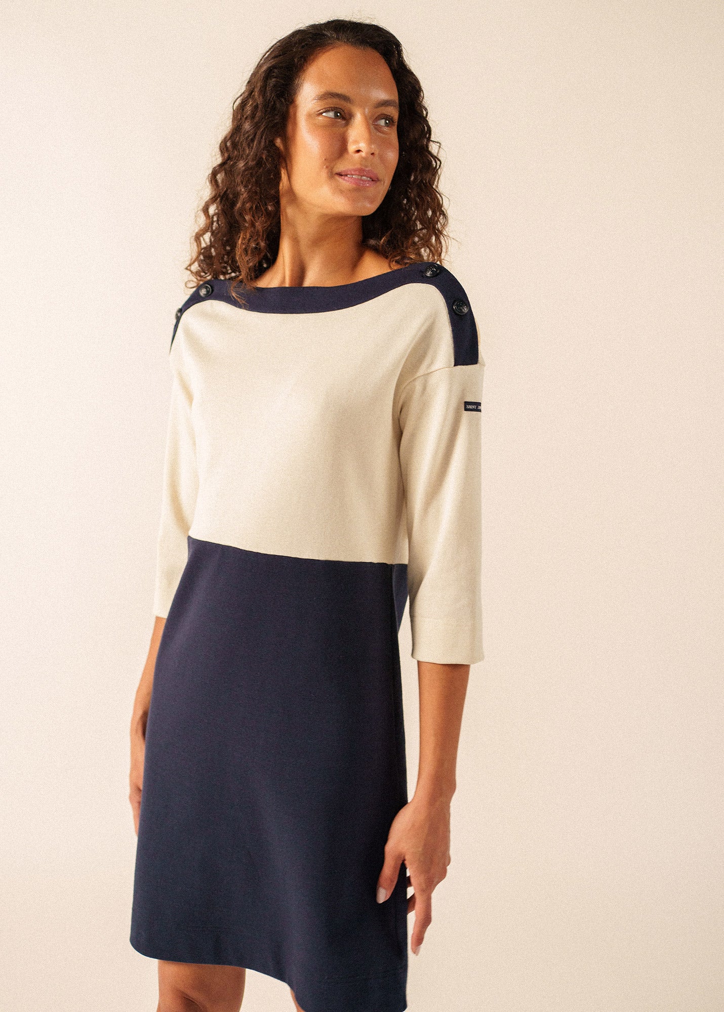 Saint James DALI Shift Dress x Isabelle Ballu (NAVY / ECRU)