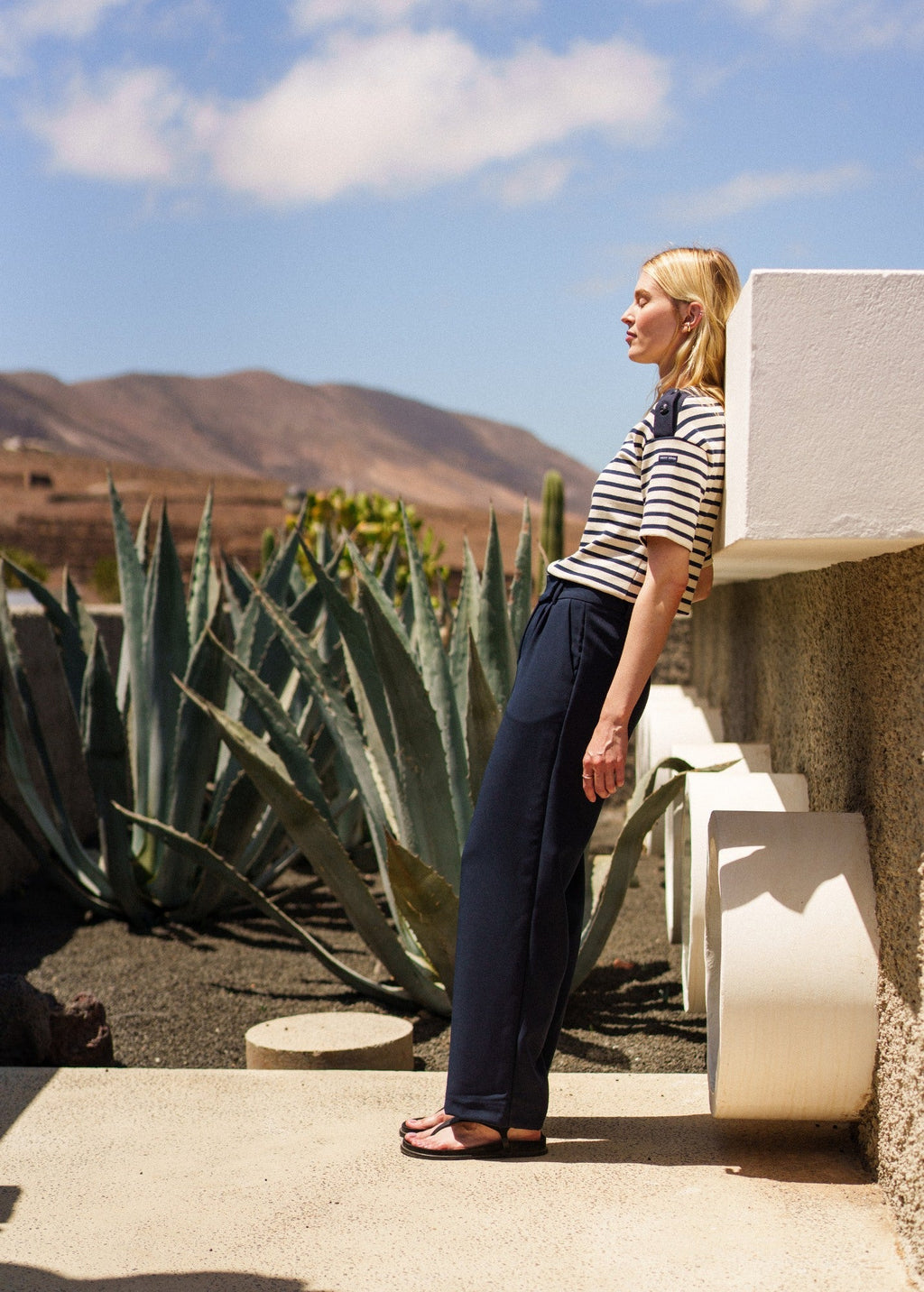 Saint James GERI Breton Tee x Isabelle Ballu (ECRU / NAVY)