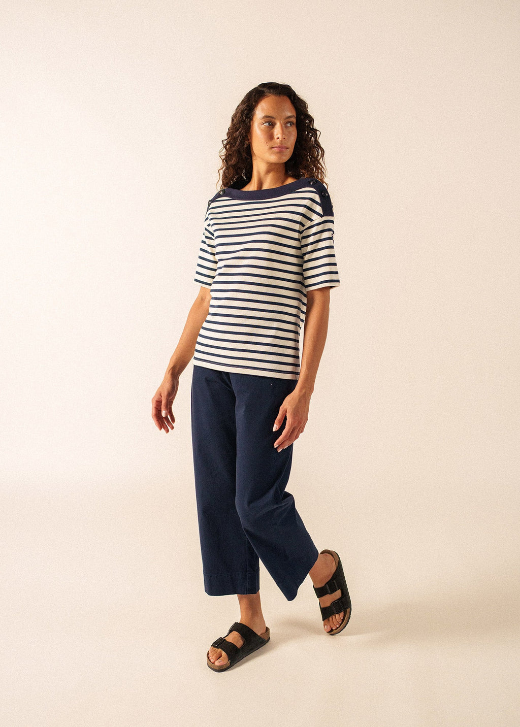Saint James GERI Breton Tee x Isabelle Ballu (ECRU / NAVY)
