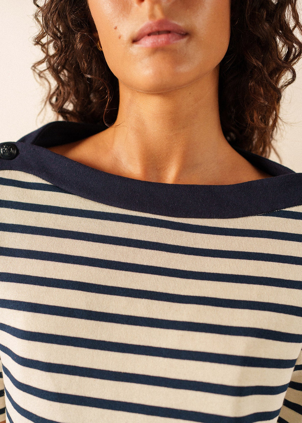 Saint James GERI Breton Tee x Isabelle Ballu (ECRU / NAVY)