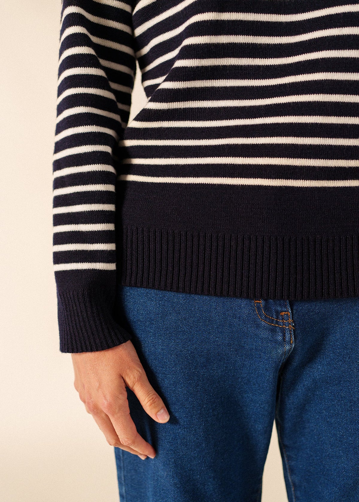 Saint James GLOWLINE BINIC Fisherman Sweater (NAVY / GLOW)