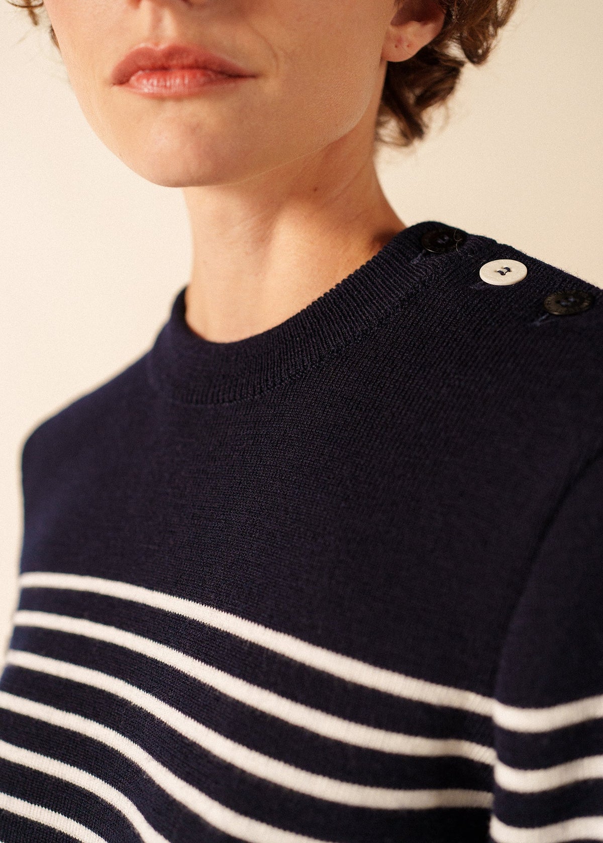 Saint James GLOWLINE BINIC Fisherman Sweater (NAVY / GLOW)