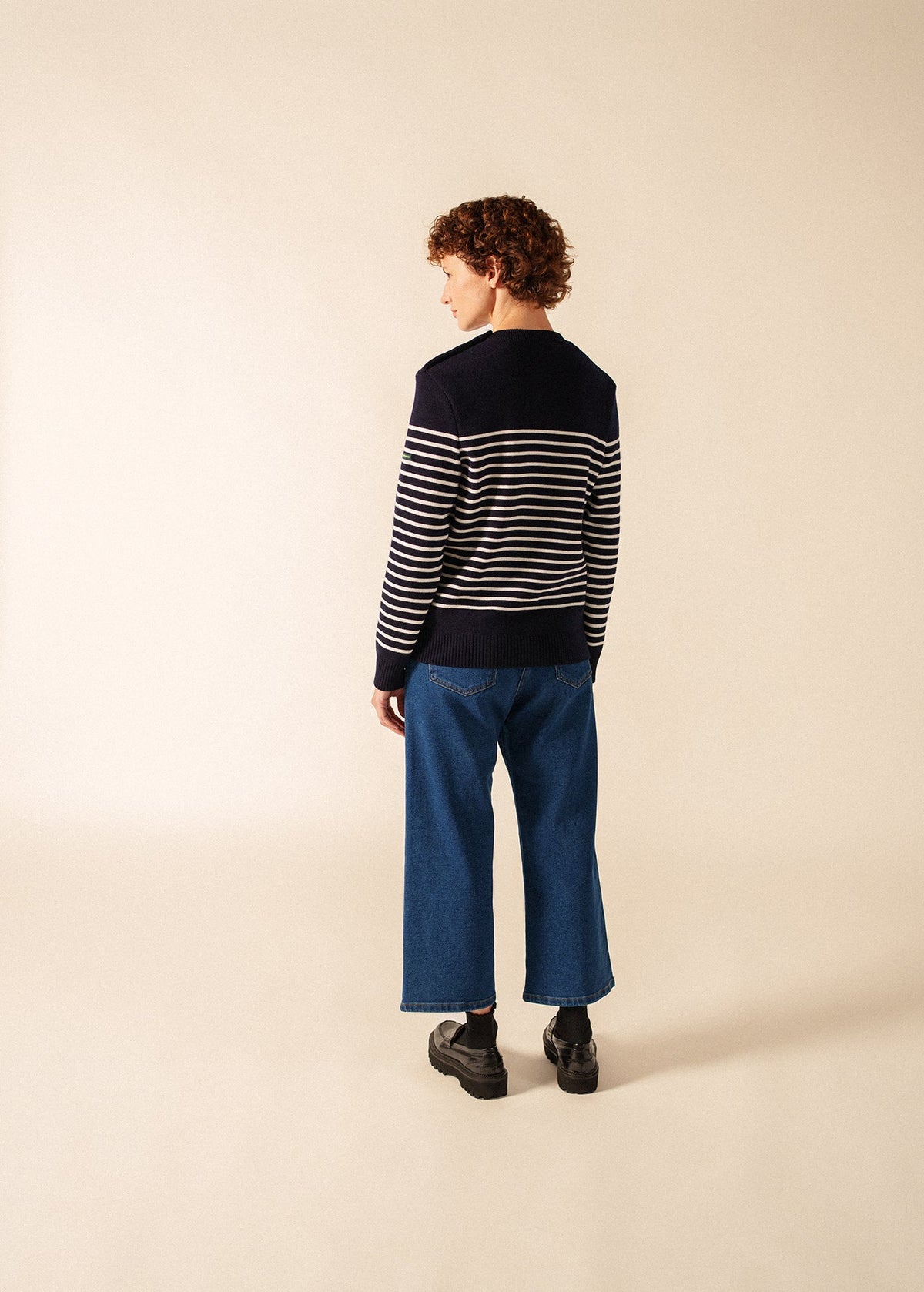 Saint James GLOWLINE BINIC Fisherman Sweater (NAVY / GLOW)