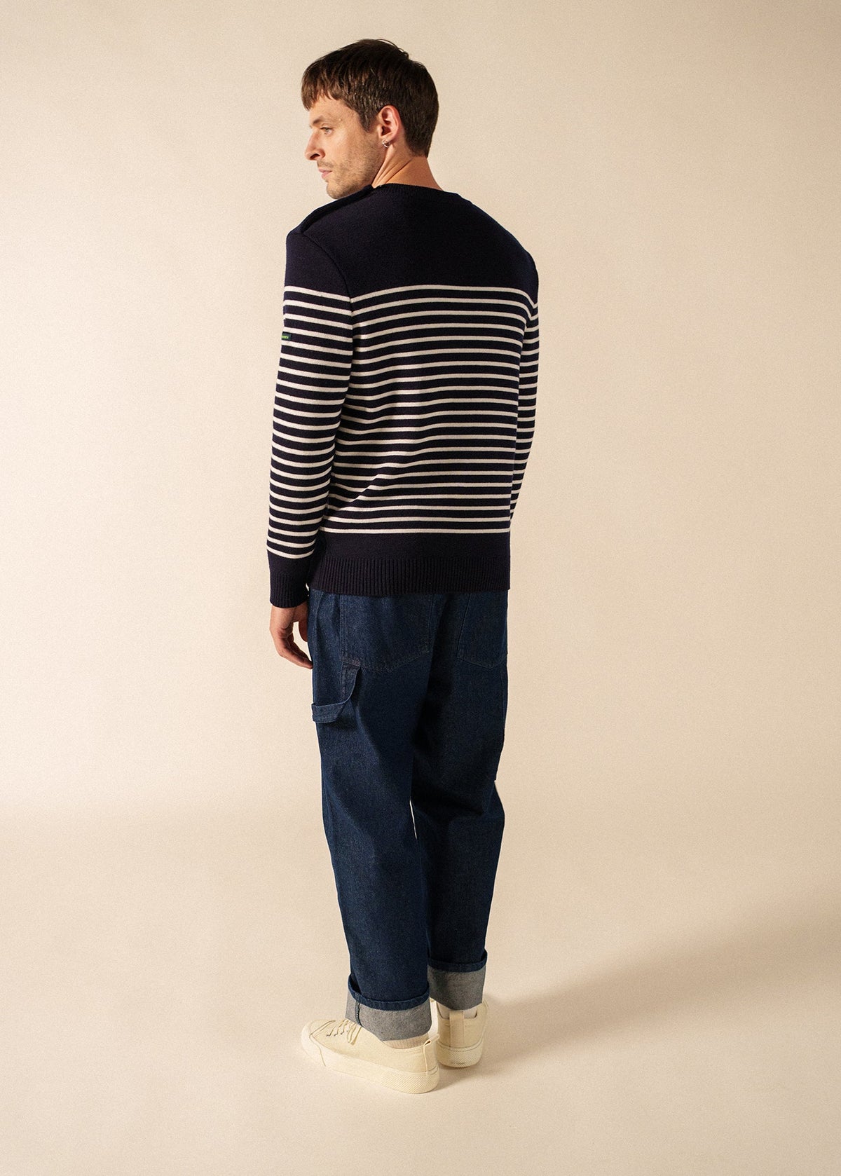 Saint James GLOWLINE BINIC Fisherman Sweater (NAVY / GLOW)