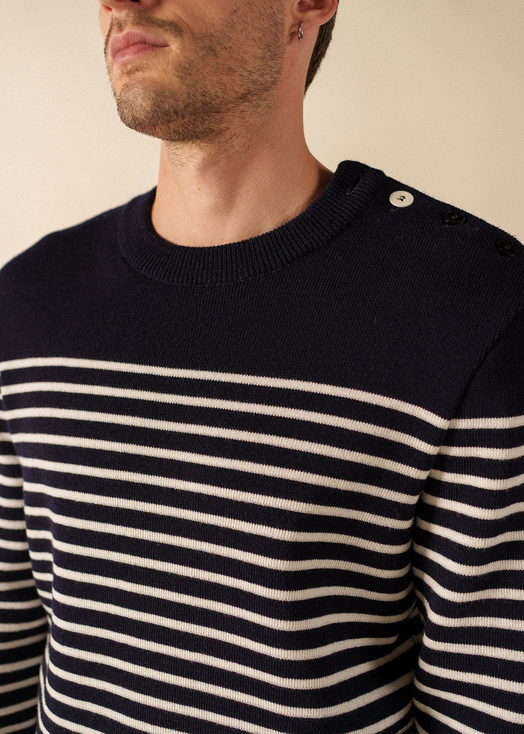 Saint James GLOWLINE BINIC Fisherman Sweater (NAVY / GLOW)